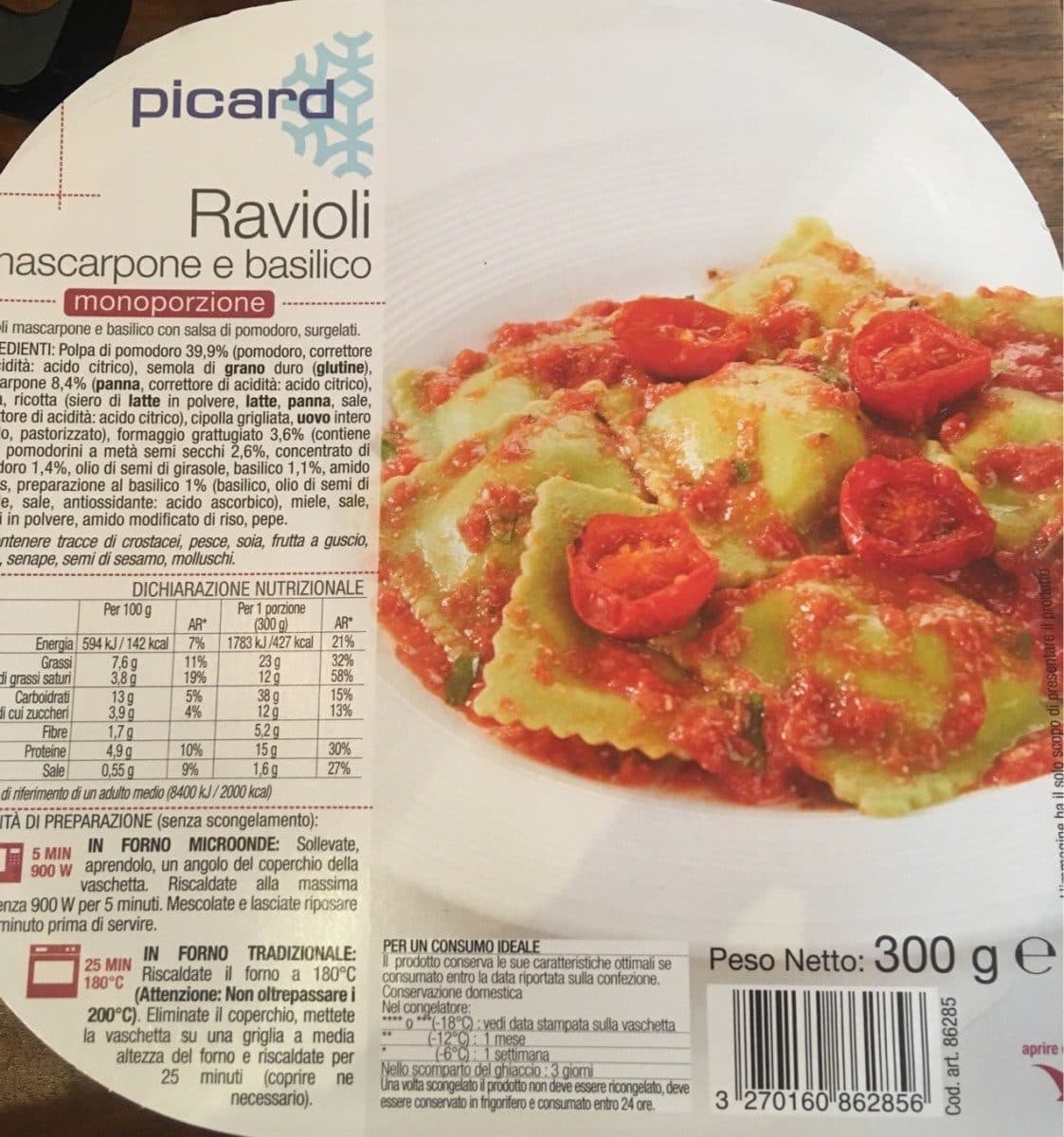 Picard Ravioli mascarpone e basilico packshot