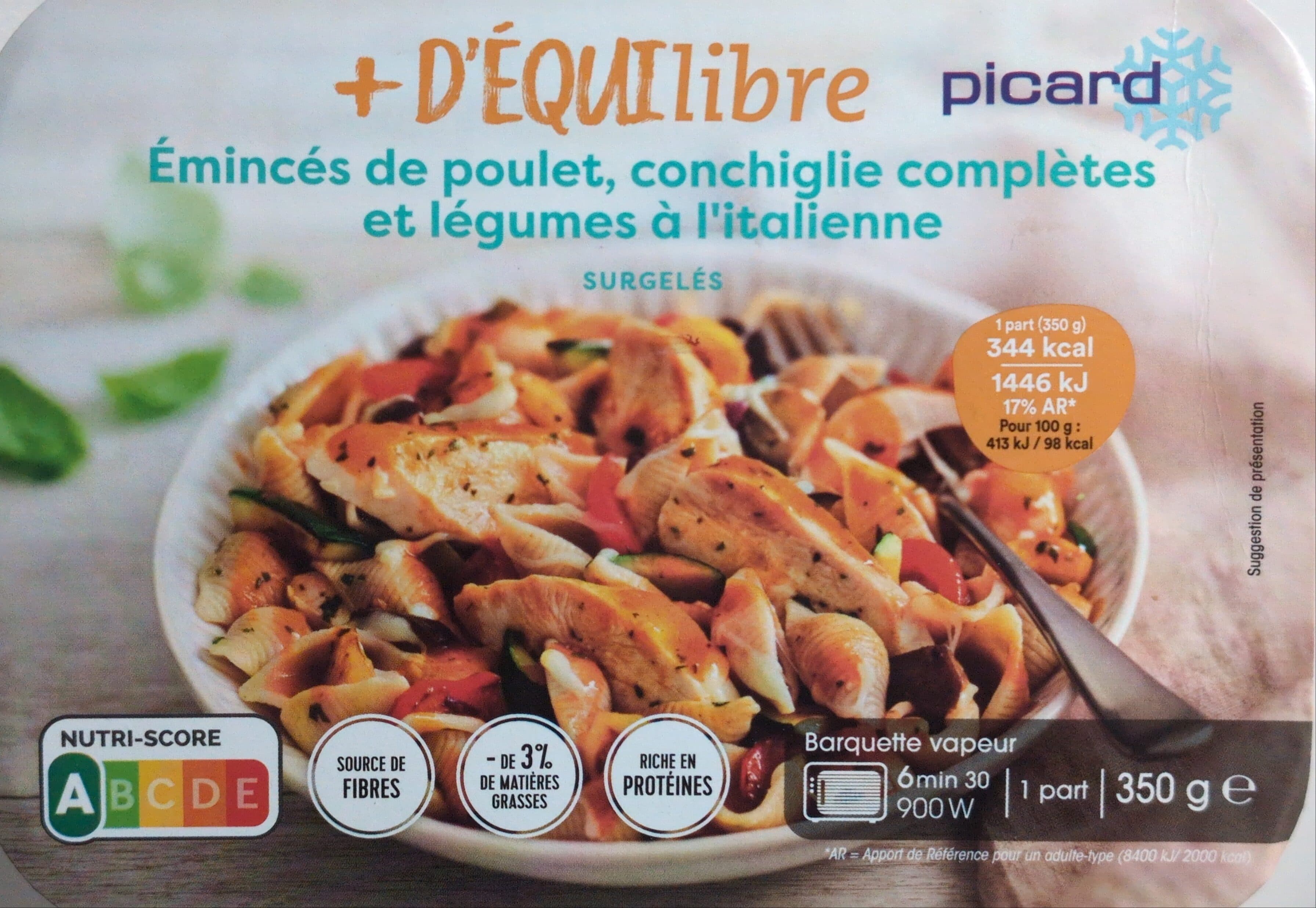 Picard Émincés de poulet conchiglie complètes et légumes à l'italienne packshot