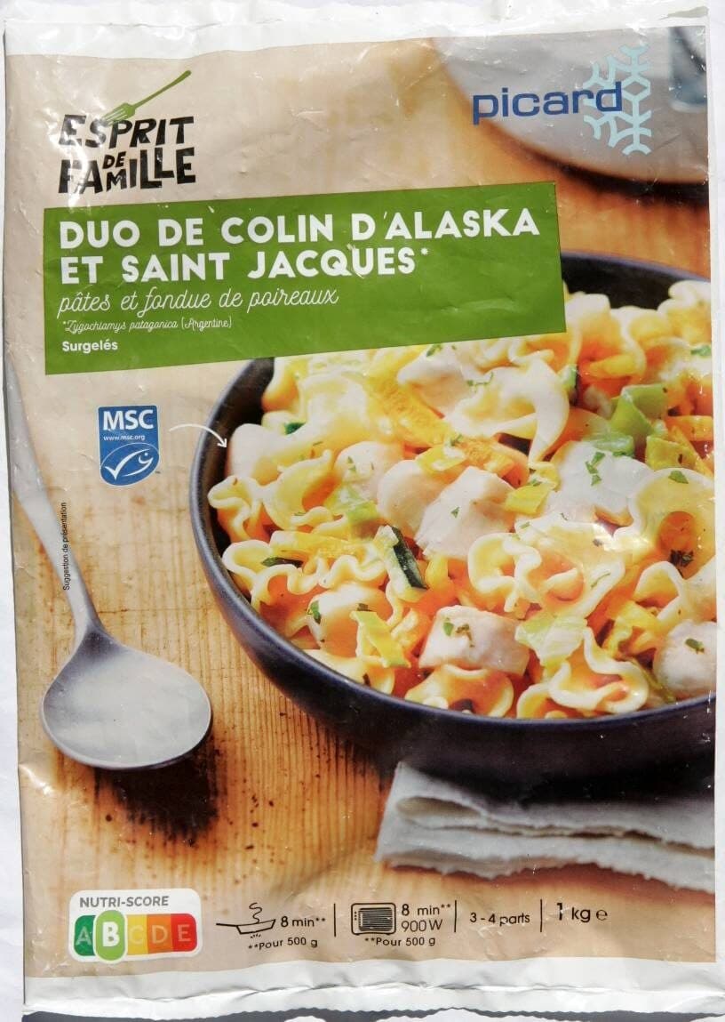 Picard Duo de colin d'Alaska et St Jacques pâtes fondue de poireaux packshot
