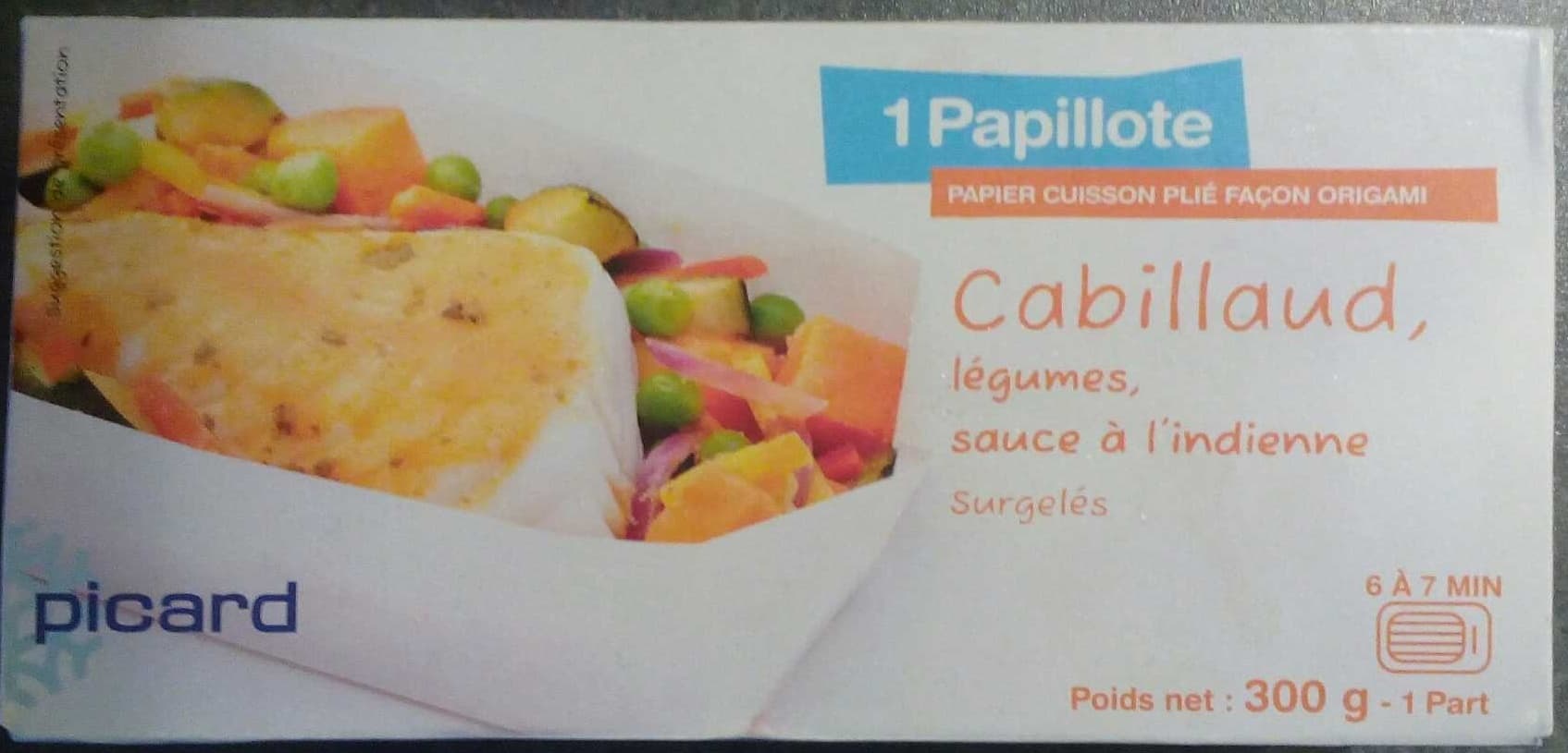 Picard 1 Papillote de Cabillaud, Légumes, Sauce à l'Indienne packshot