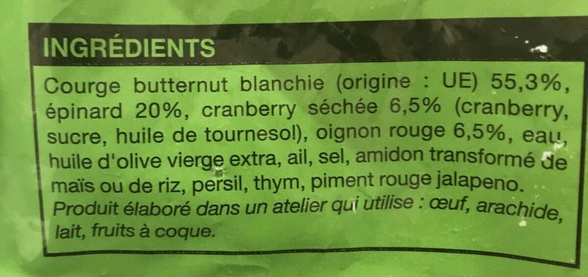 Picard Poêlée de courge butternut épinards et cranberries packshot