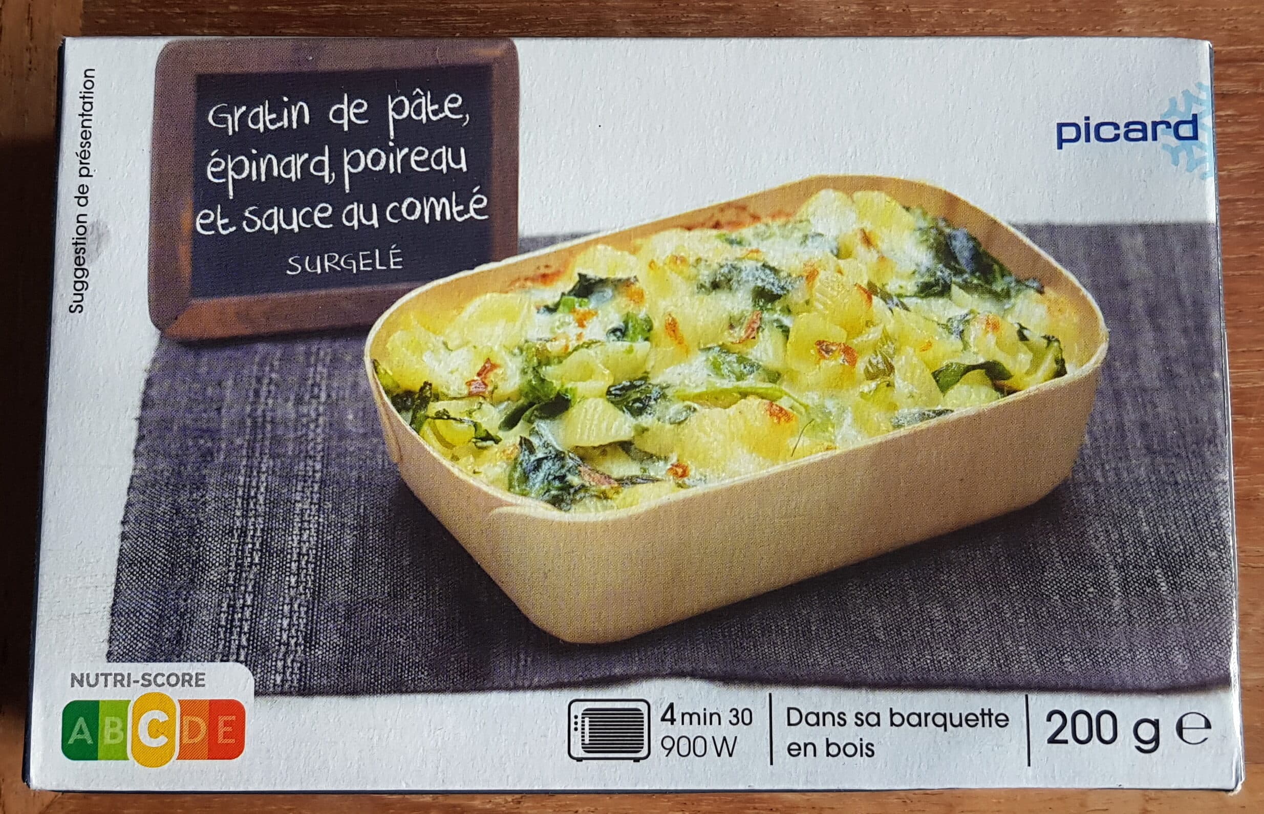 picard Gratin de pâte, épinard, poireau et sauce au comté surgelé packshot