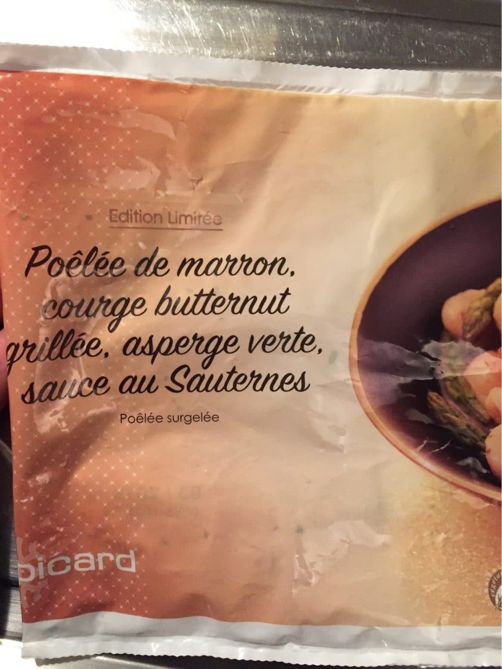 Picard Poêlée de Marron, Courge Butternut Grillée, Asperge Verte, Sauce au Sauternes packshot