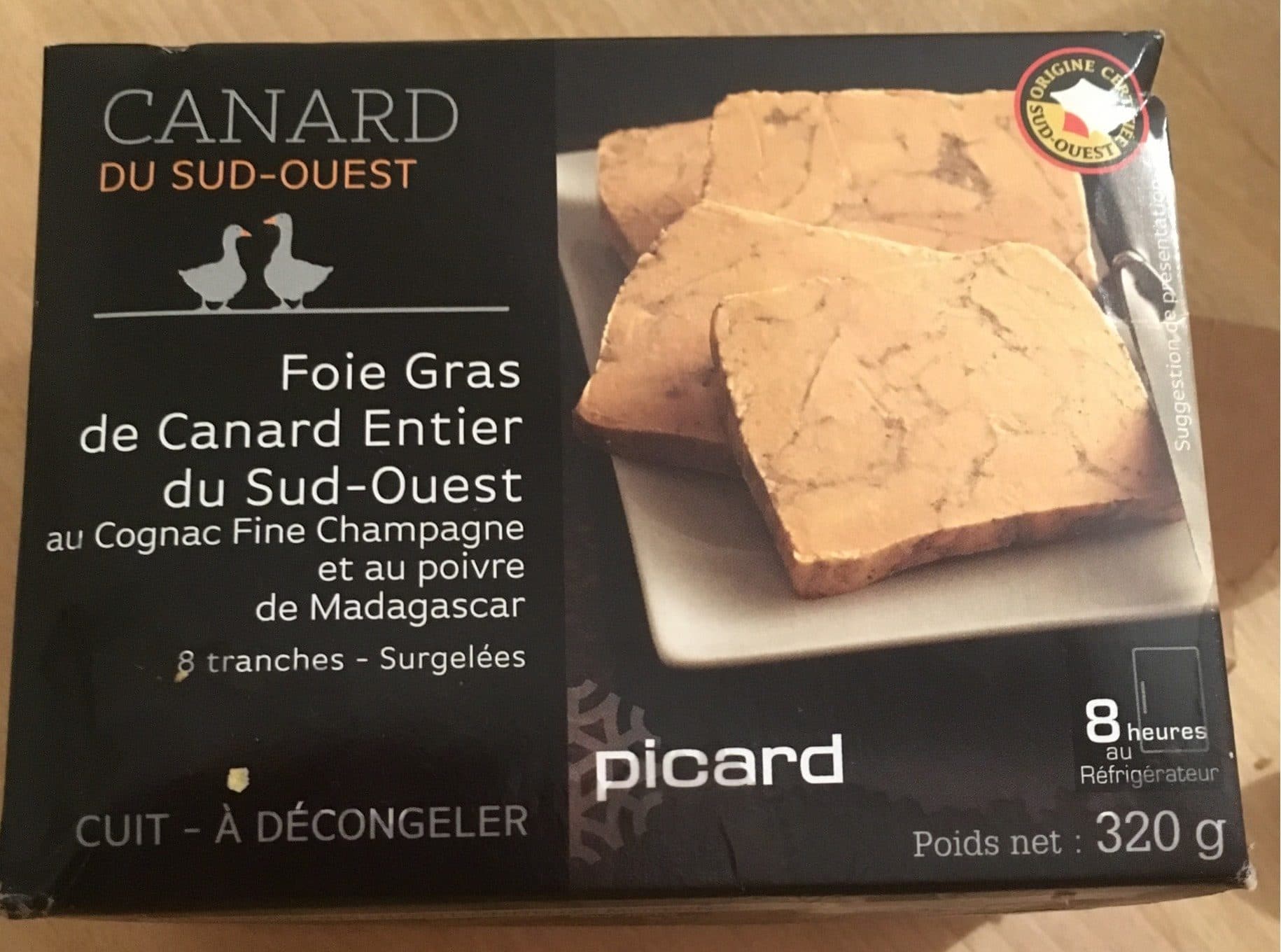 Picard Foie gras de canard entier du Sud-Ouest au Cognac Fine Champagne et au poivre de Madagascar packshot