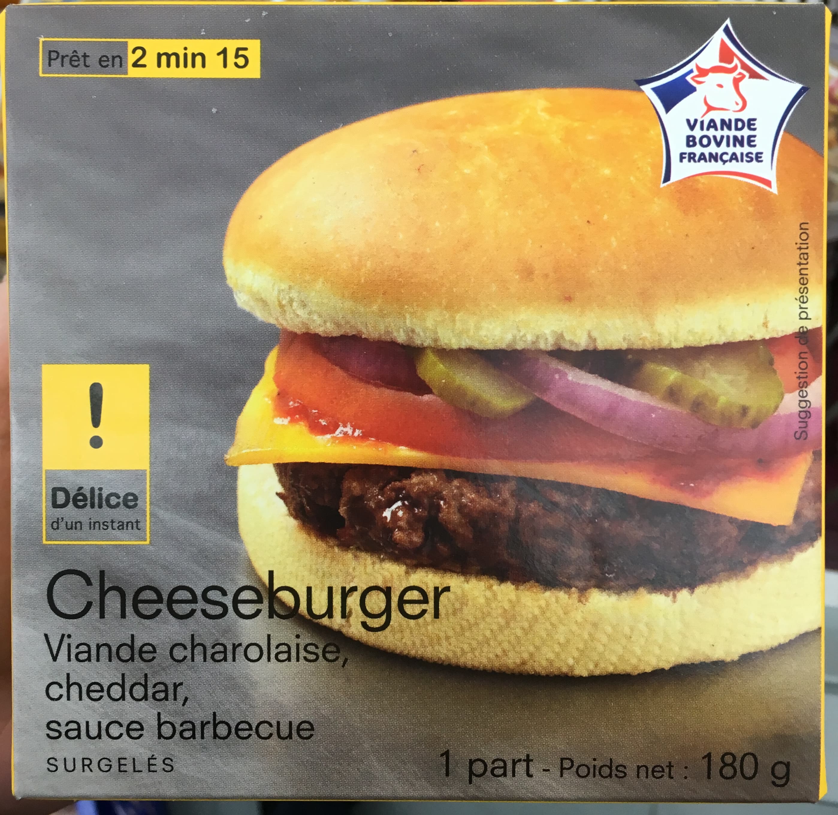 Picard Cheeseburger Viande charolaise, cheddar, sauce barbecue surgelés packshot