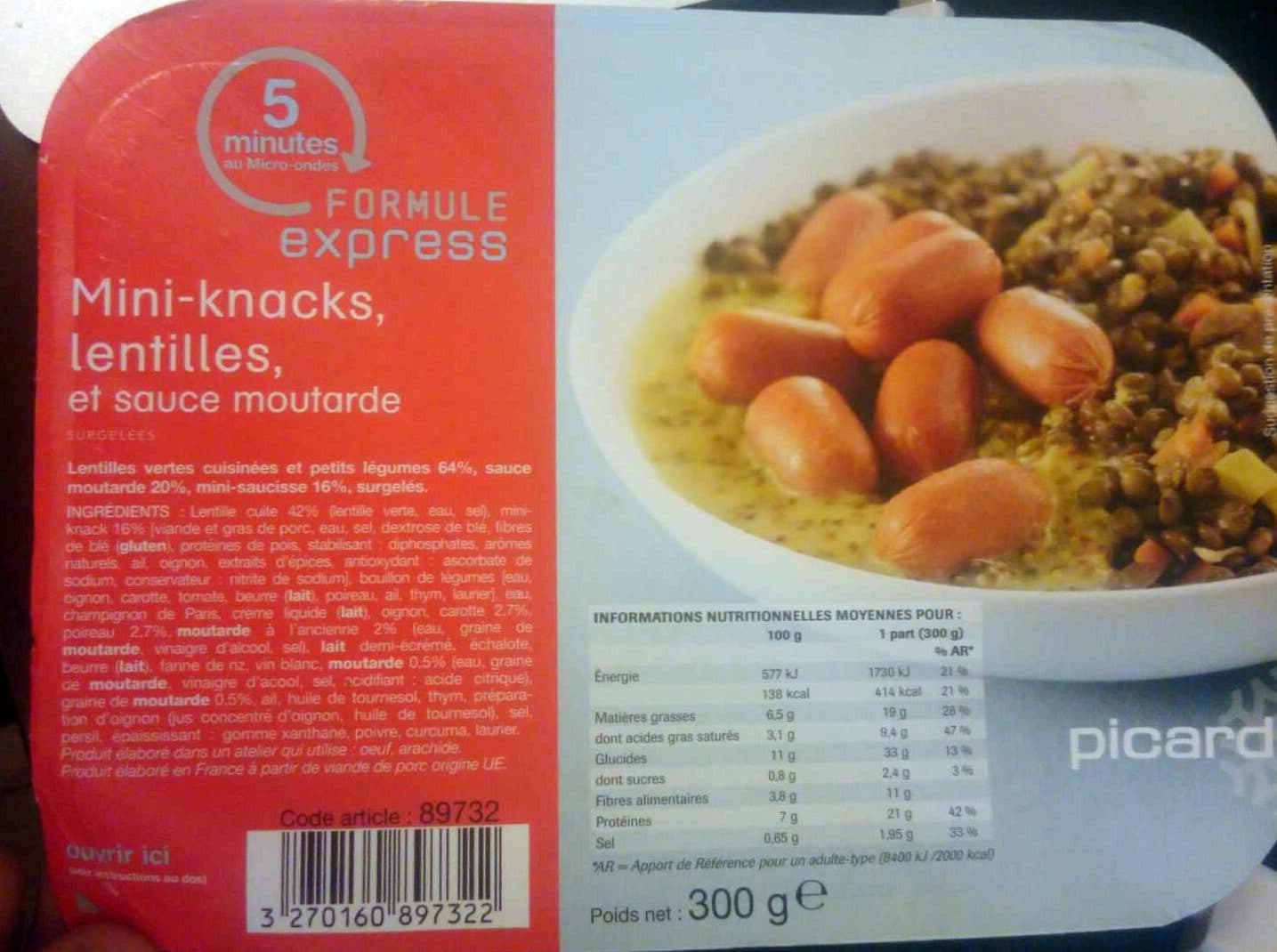 Picard Mini Knacks, Lentilles et Sauce Moutarde packshot