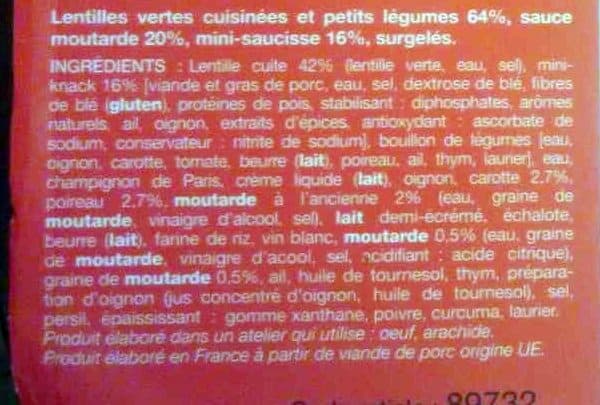 Picard Mini Knacks, Lentilles et Sauce Moutarde packshot