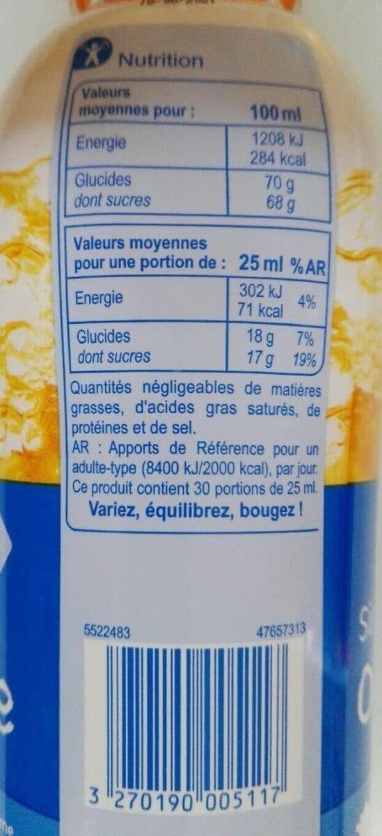 Carrefour Sirop orange packshot