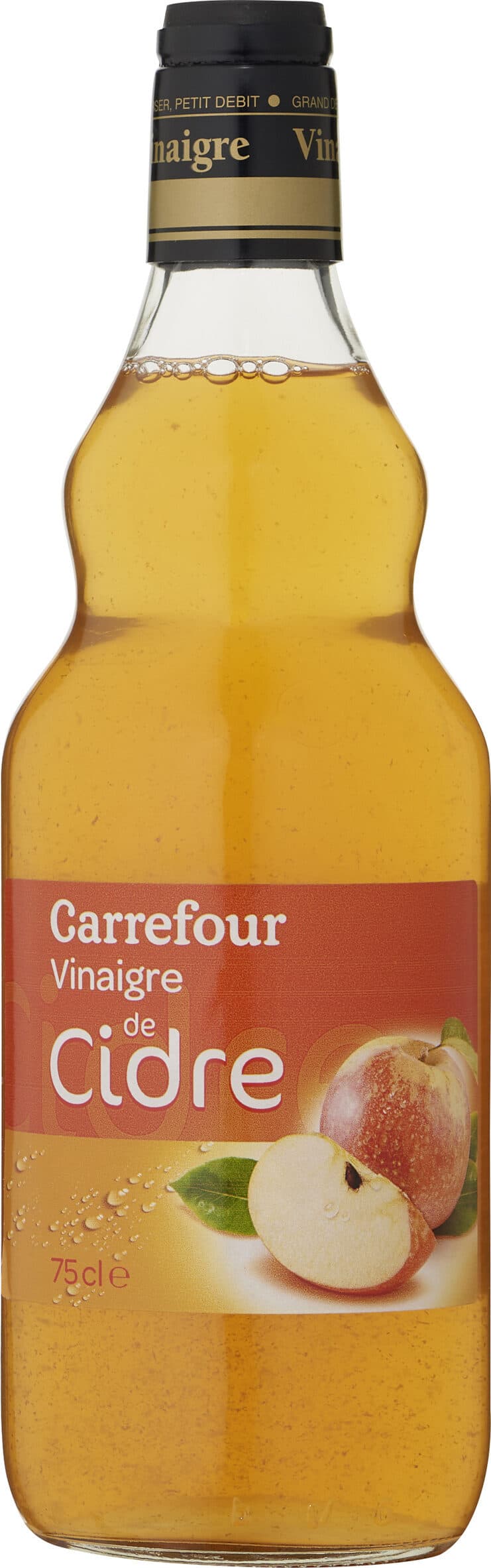 Carrefour U Vinaigre de cidre 5° bouteille en verre de 75cl packshot