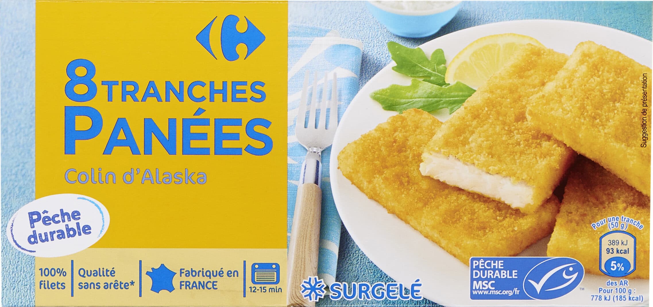 Carrefour 8 Tranches panées Colin d'Alaska packshot