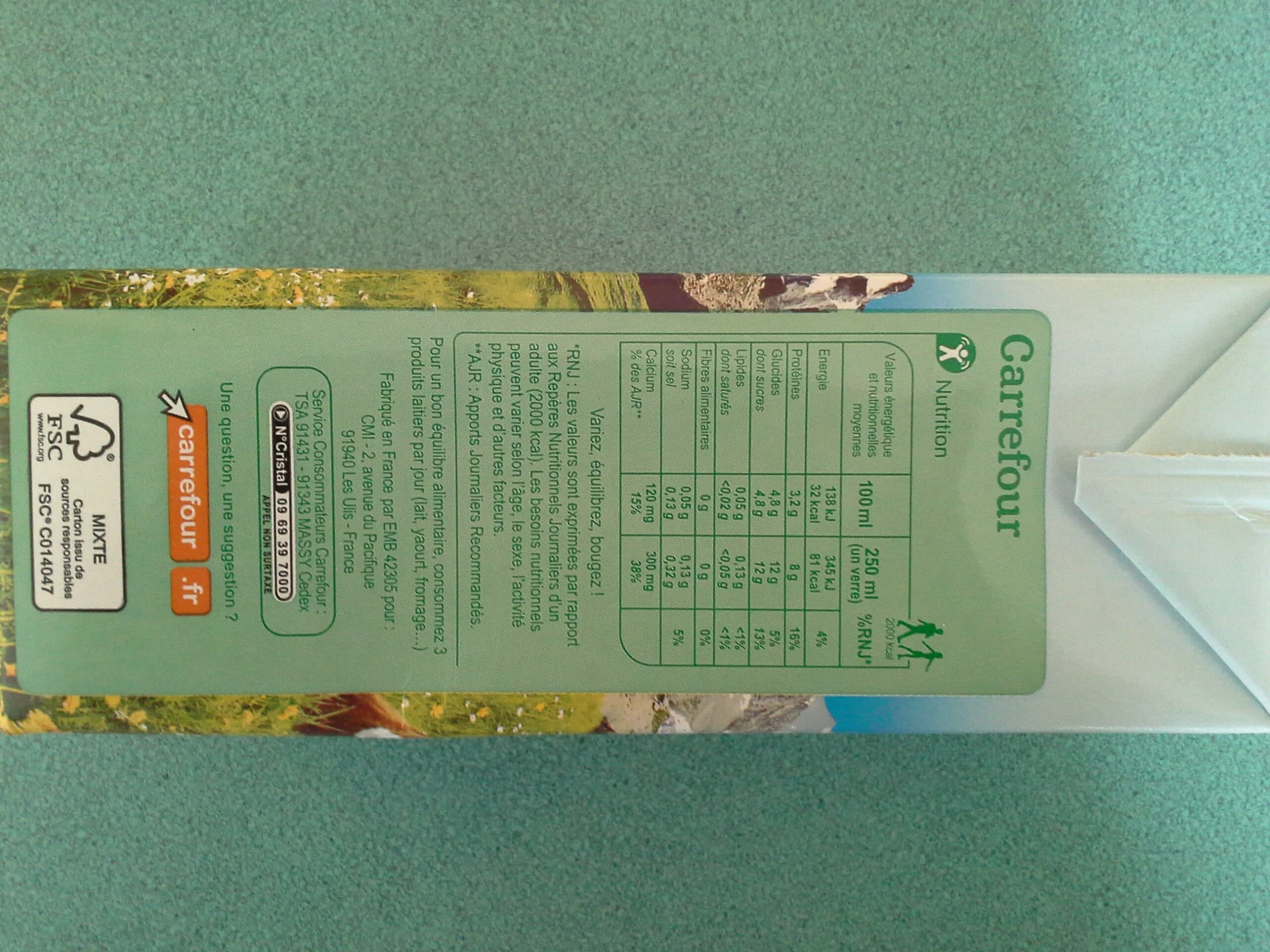 Carrefour Lait de montagne ecreme packshot