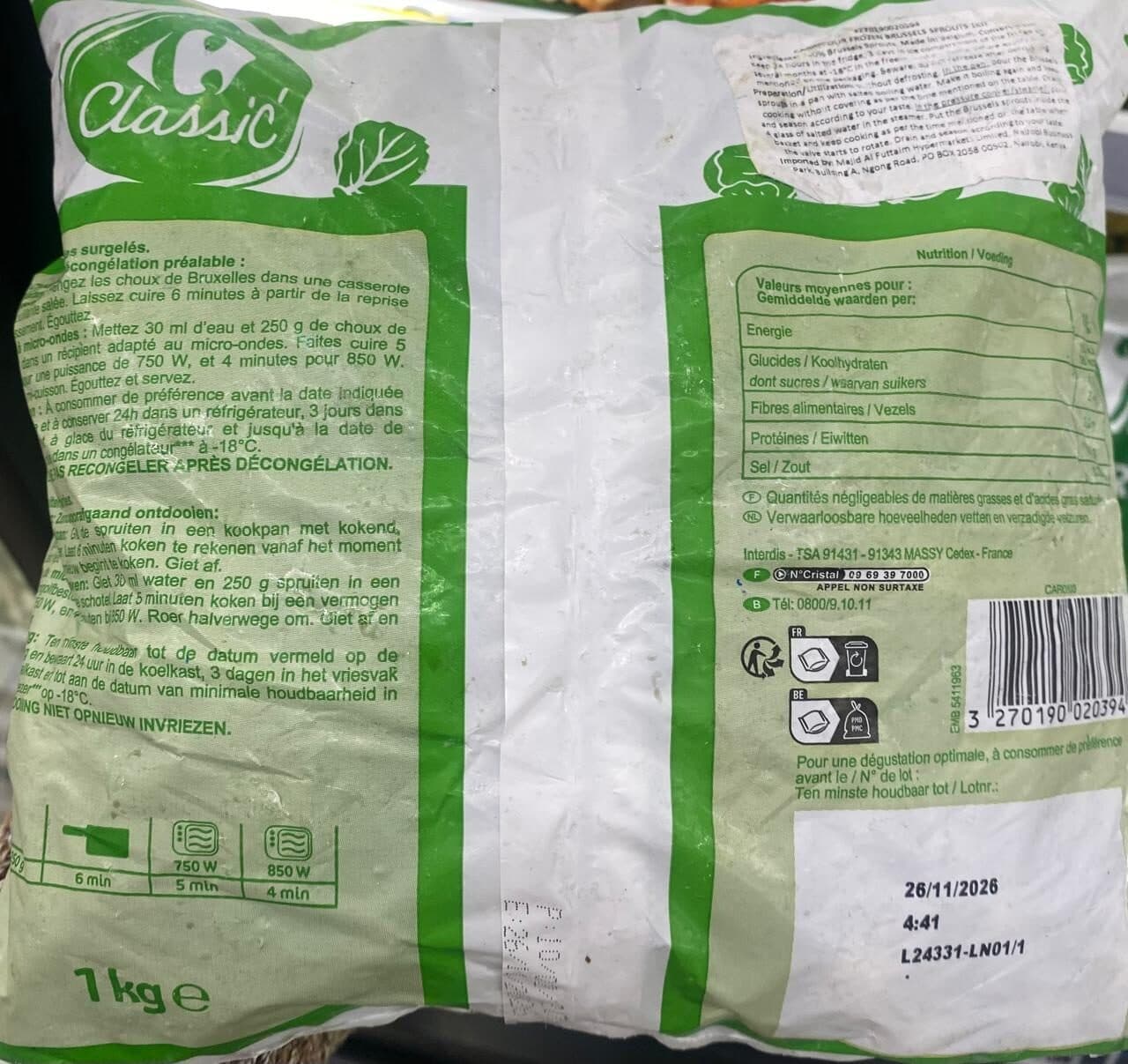 Carrefour Choux de Bruxelles packshot