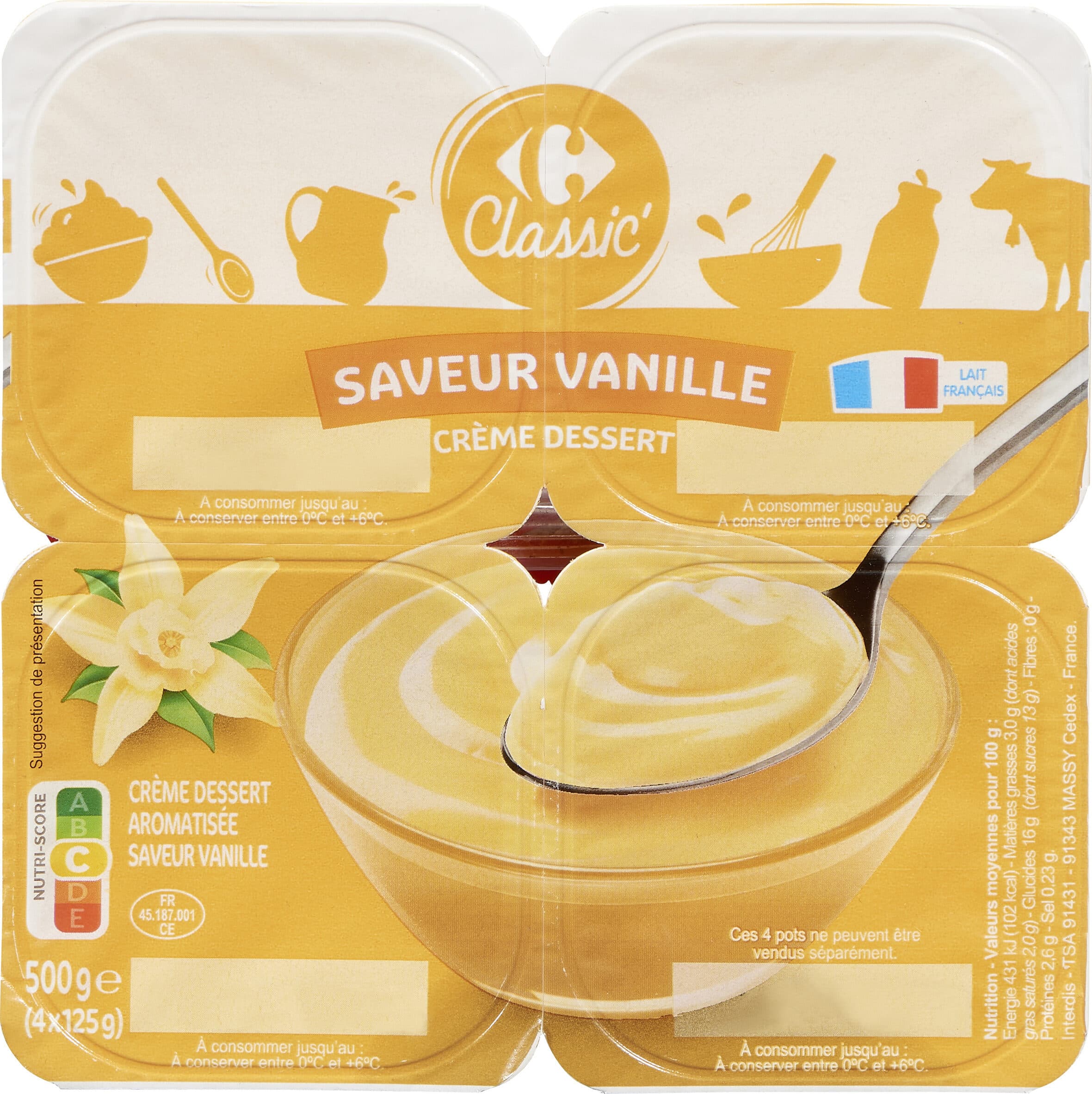 Carrefour Classic Crème dessert saveur vanille packshot