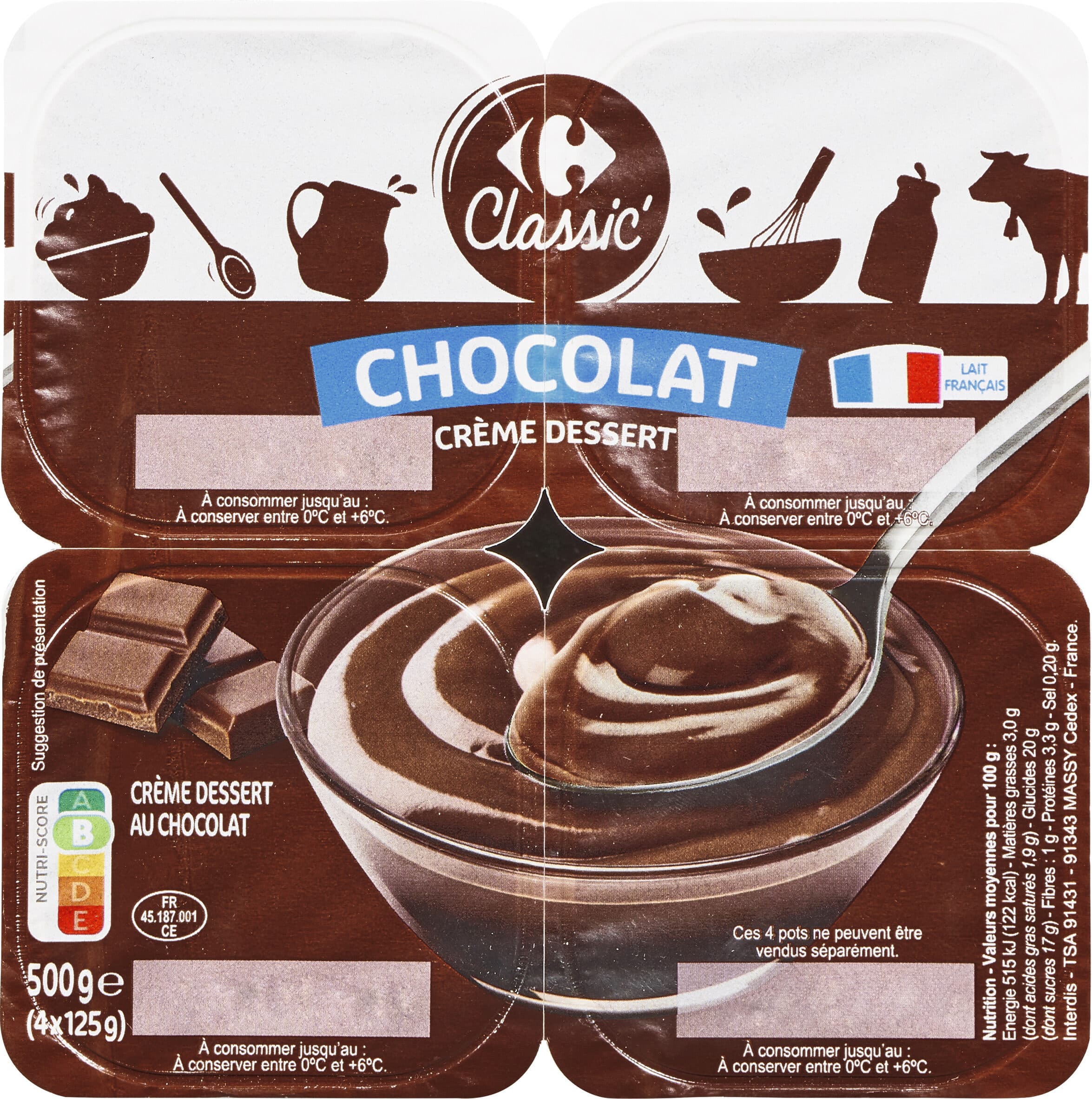 Carrefour Crème dessert chocolat packshot