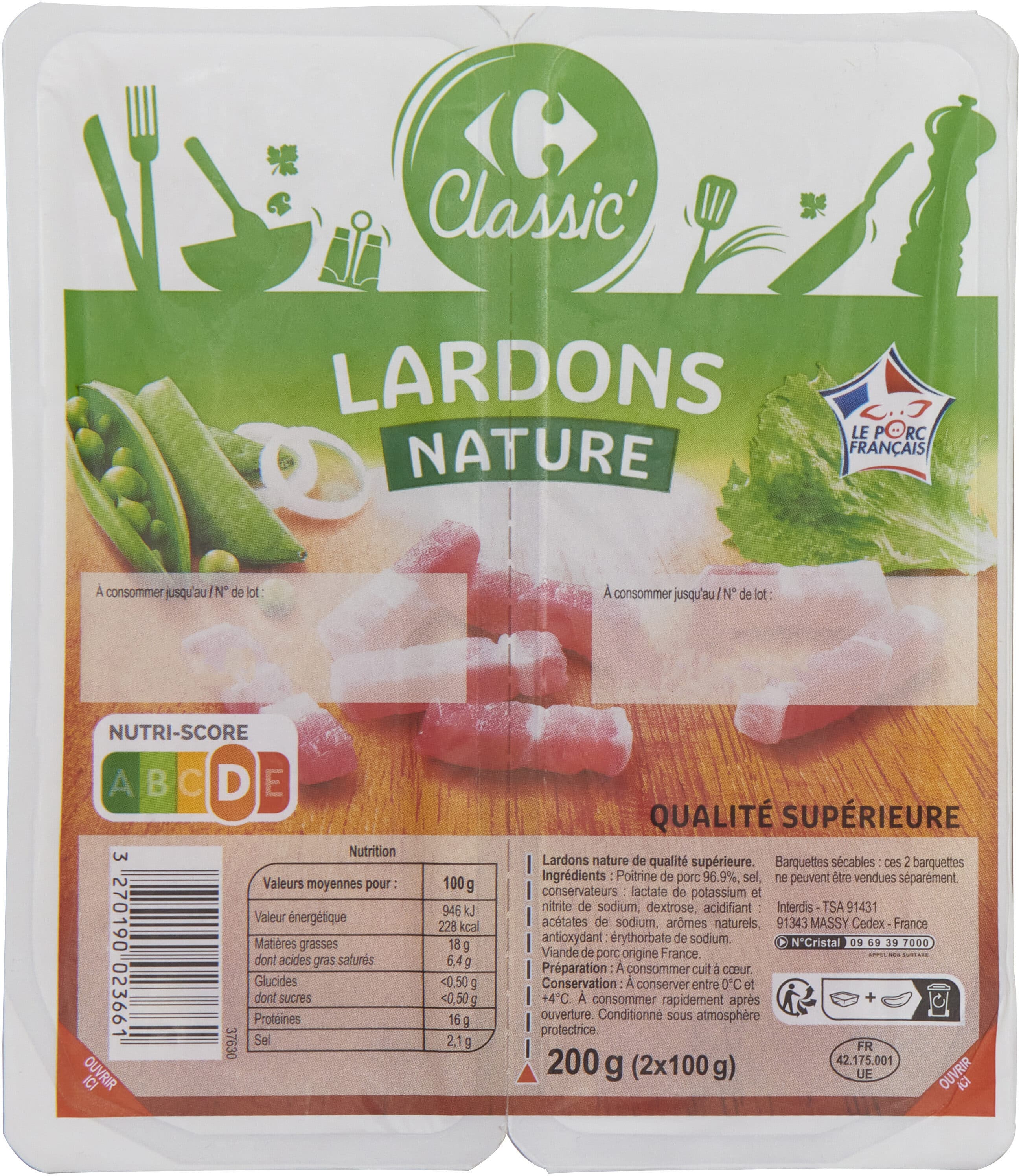 Carrefour Lardons Nature packshot