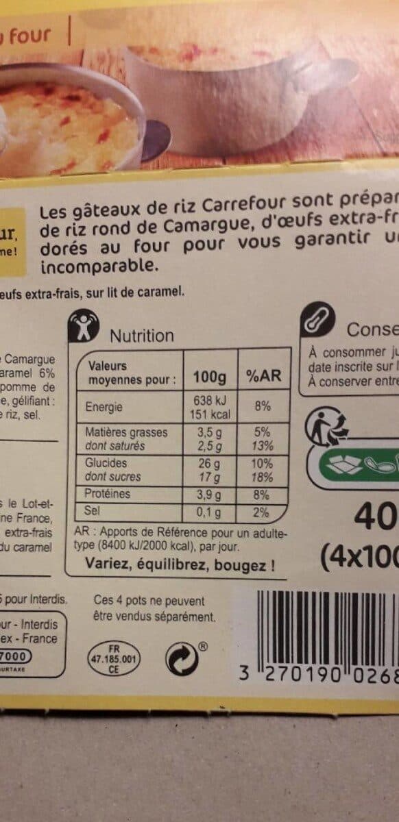 CMI (Carrefour Marchandises Internationales) Gâteau de riz sur lit de caramel packshot