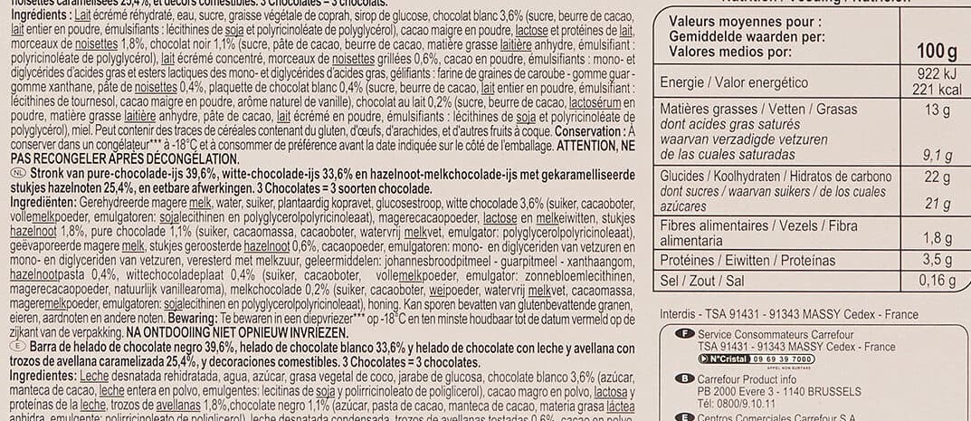 Carrefour 3 Chocolates & noisettes caramélisées packshot