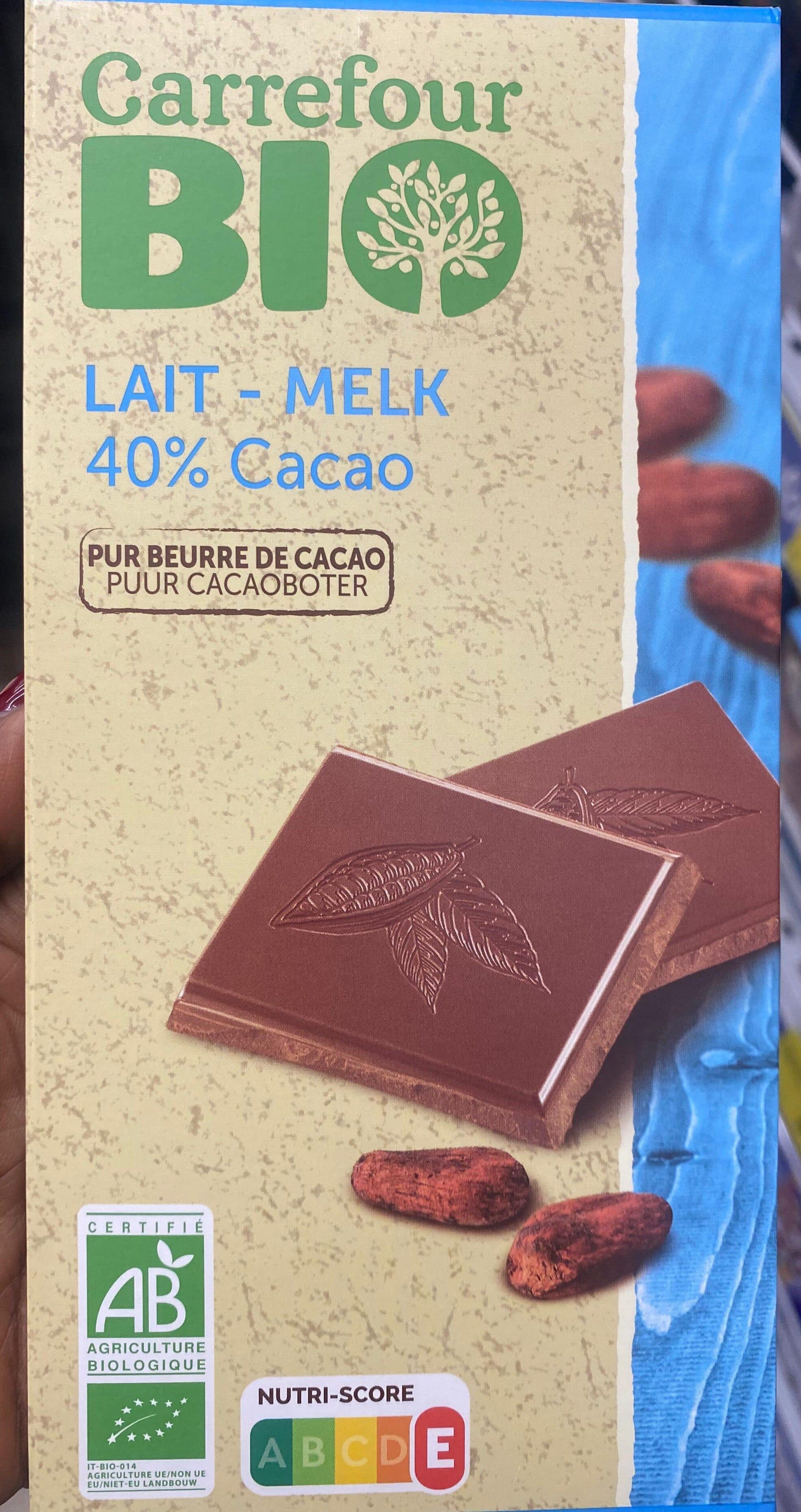 Carrefour BIO Chocolate con LECHE packshot