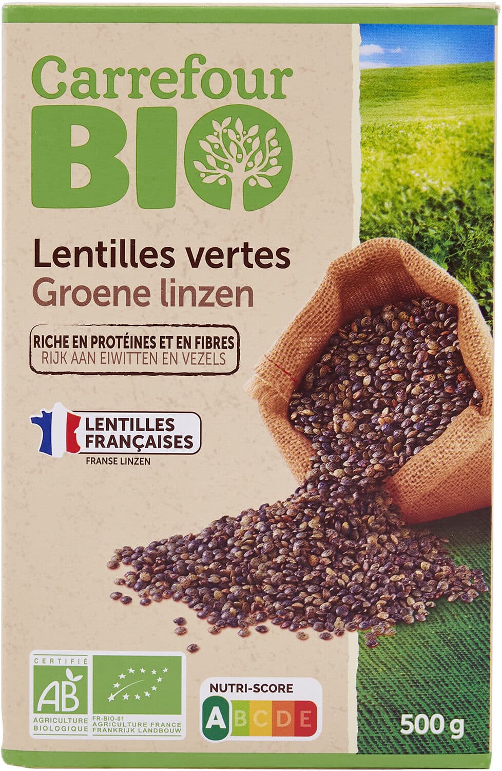 Carrefour BIO Lentilles vertes packshot