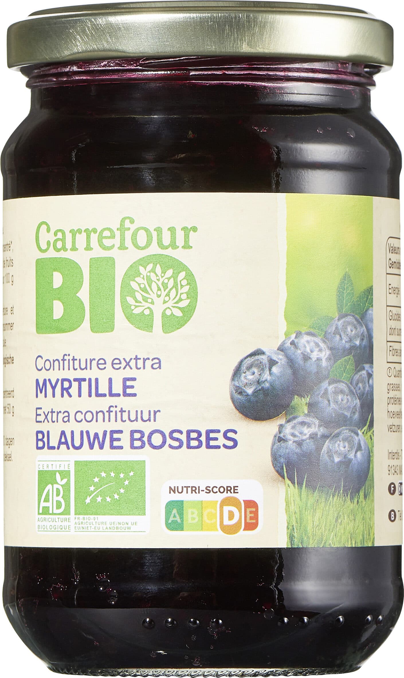 Carrefour BIO Confiture Extra MYRTILLE packshot