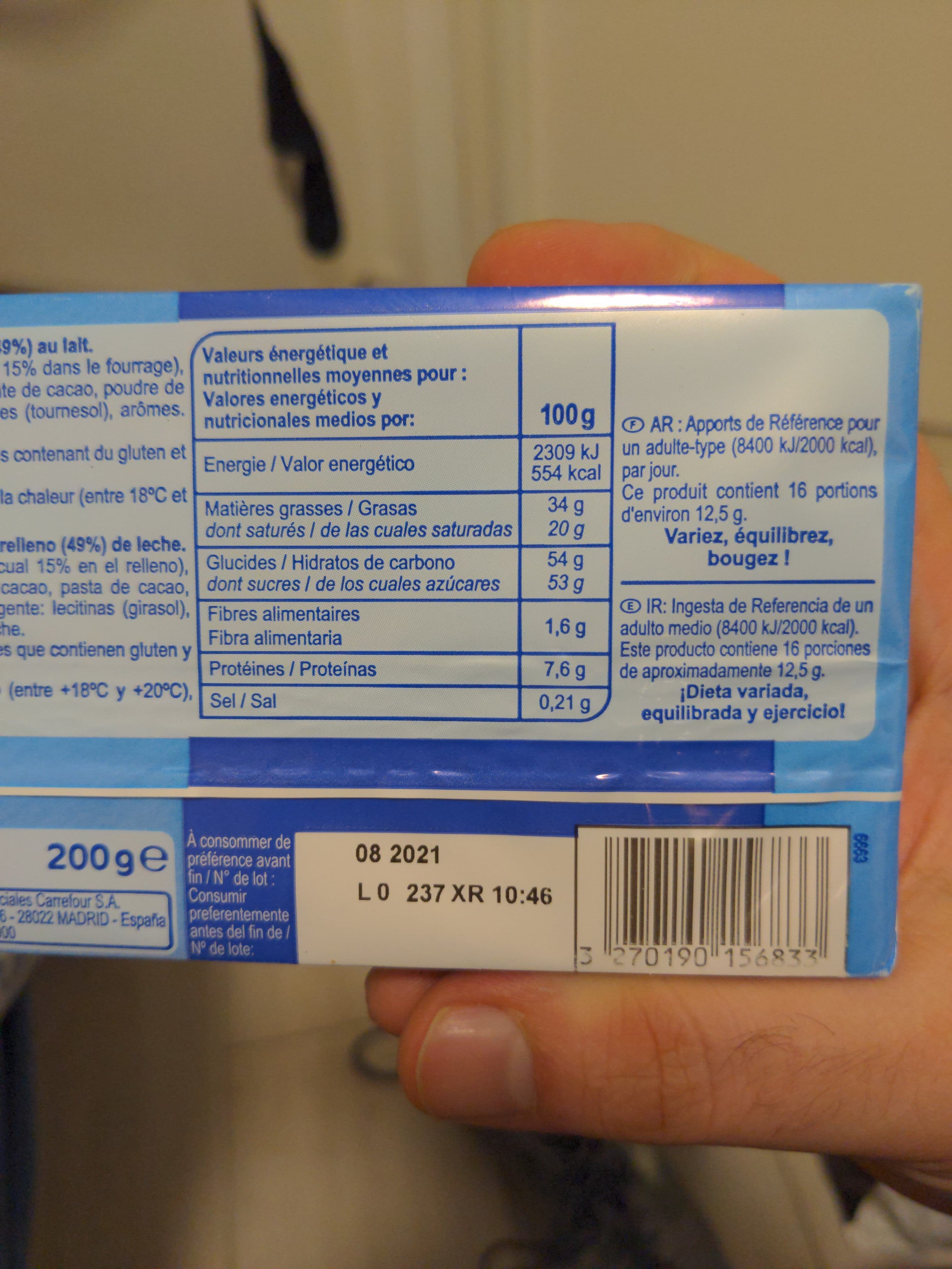 Carrefour Mini barrita de chocolate con corazón de leche packshot