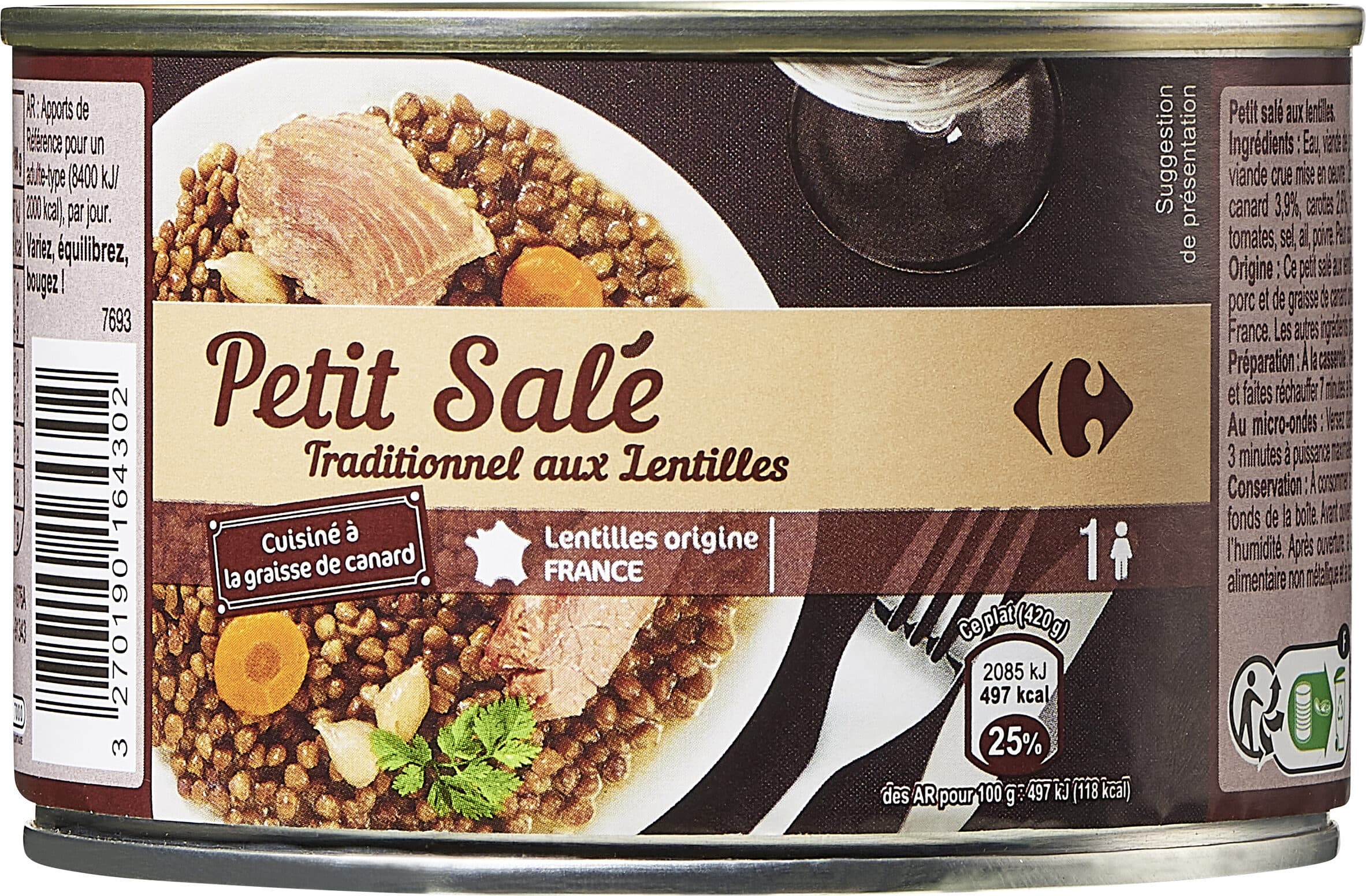 Carrefour Petit salé aux lentilles packshot
