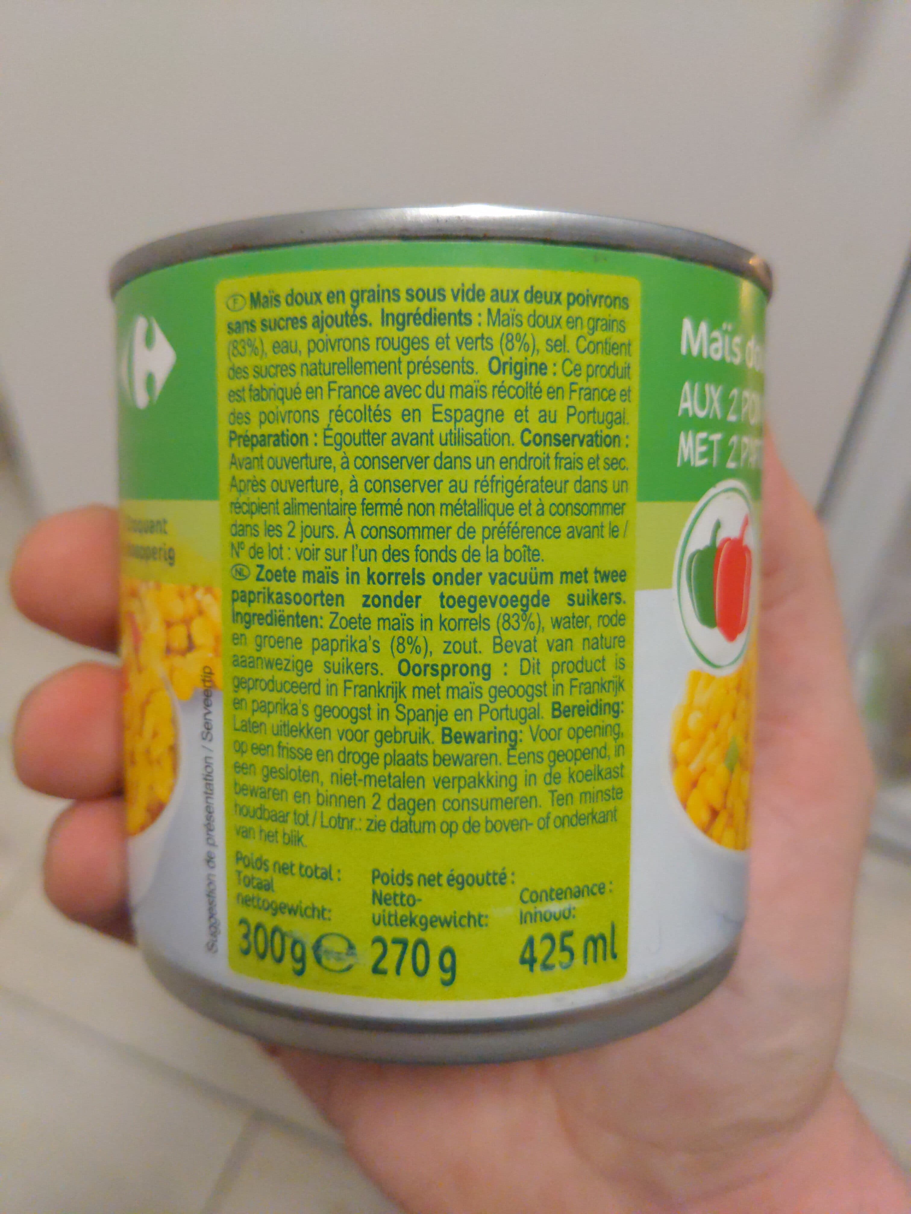 CMI (Carrefour Marchandises Internationales) Maïs aux 2 poivrons Sans sucres ajoutés* packshot