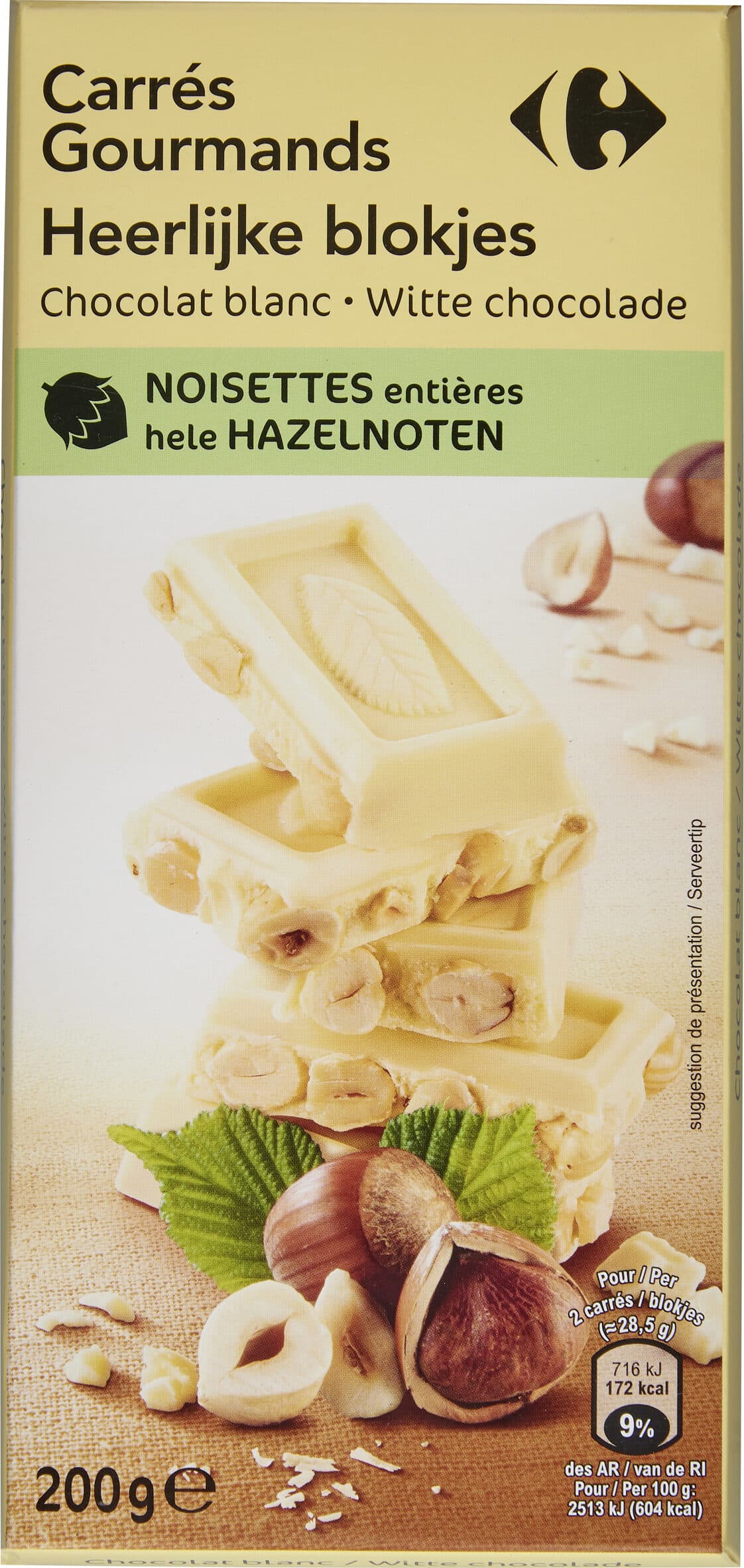 Carrefour Blanc noisettes entières packshot