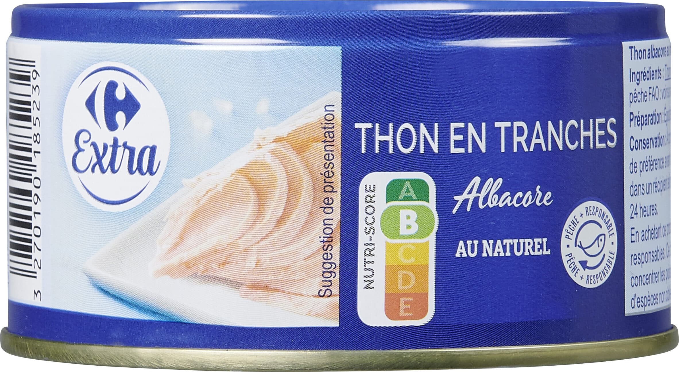 Carrefour THON EN TRANCHES Albacore AU NATUREL packshot