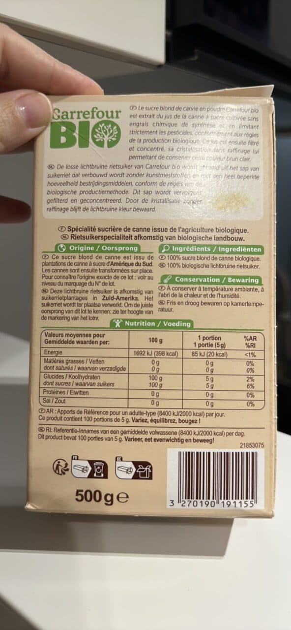 Carrefour BIO Sucre blond de canne en poudre Bio packshot