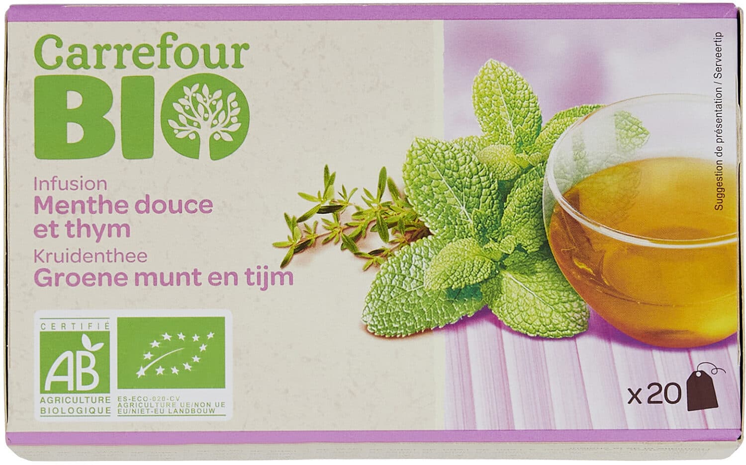 Carrefour BIO Infusion Menthe douce et thym packshot