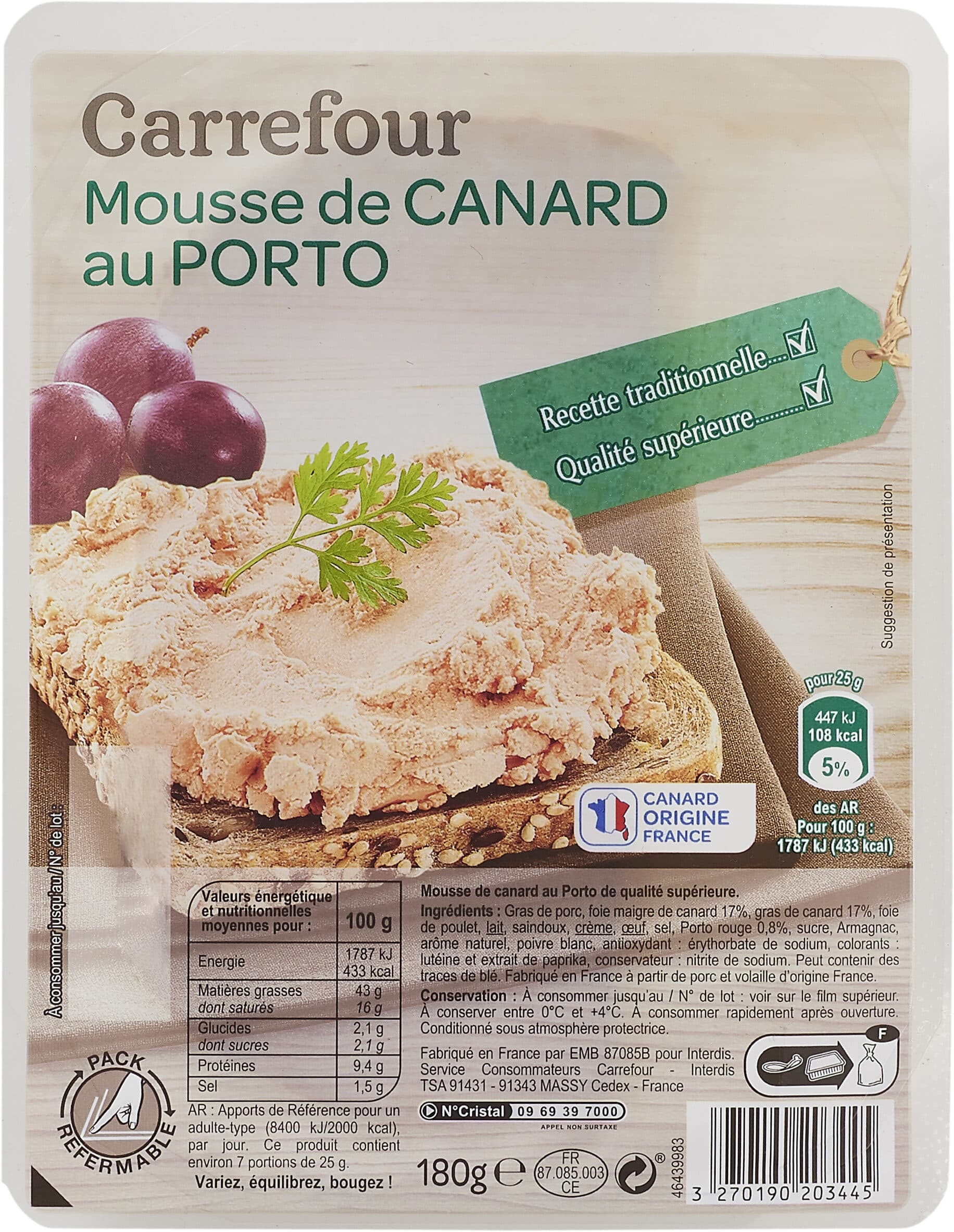 Carrefour Mousse de Canard Au Porto packshot
