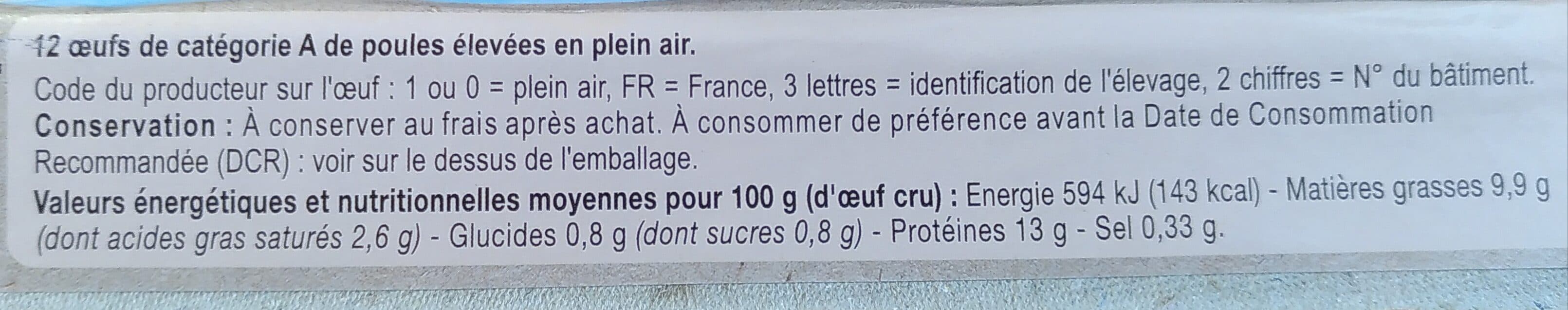 Carrefour 12 OEUFS FRAIS de poules élevées en plein air packshot