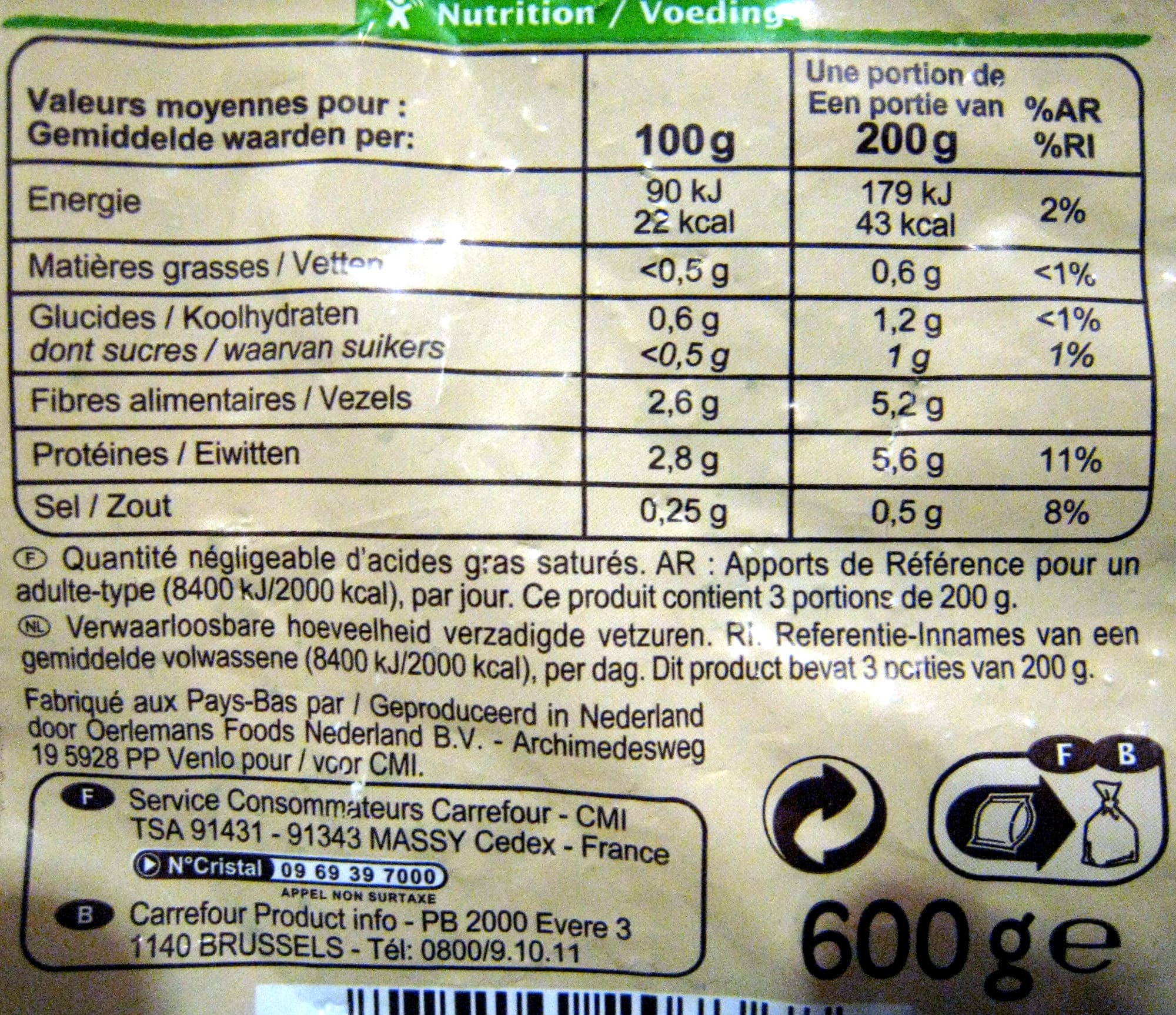 Carrefour Épinards en branches bio packshot