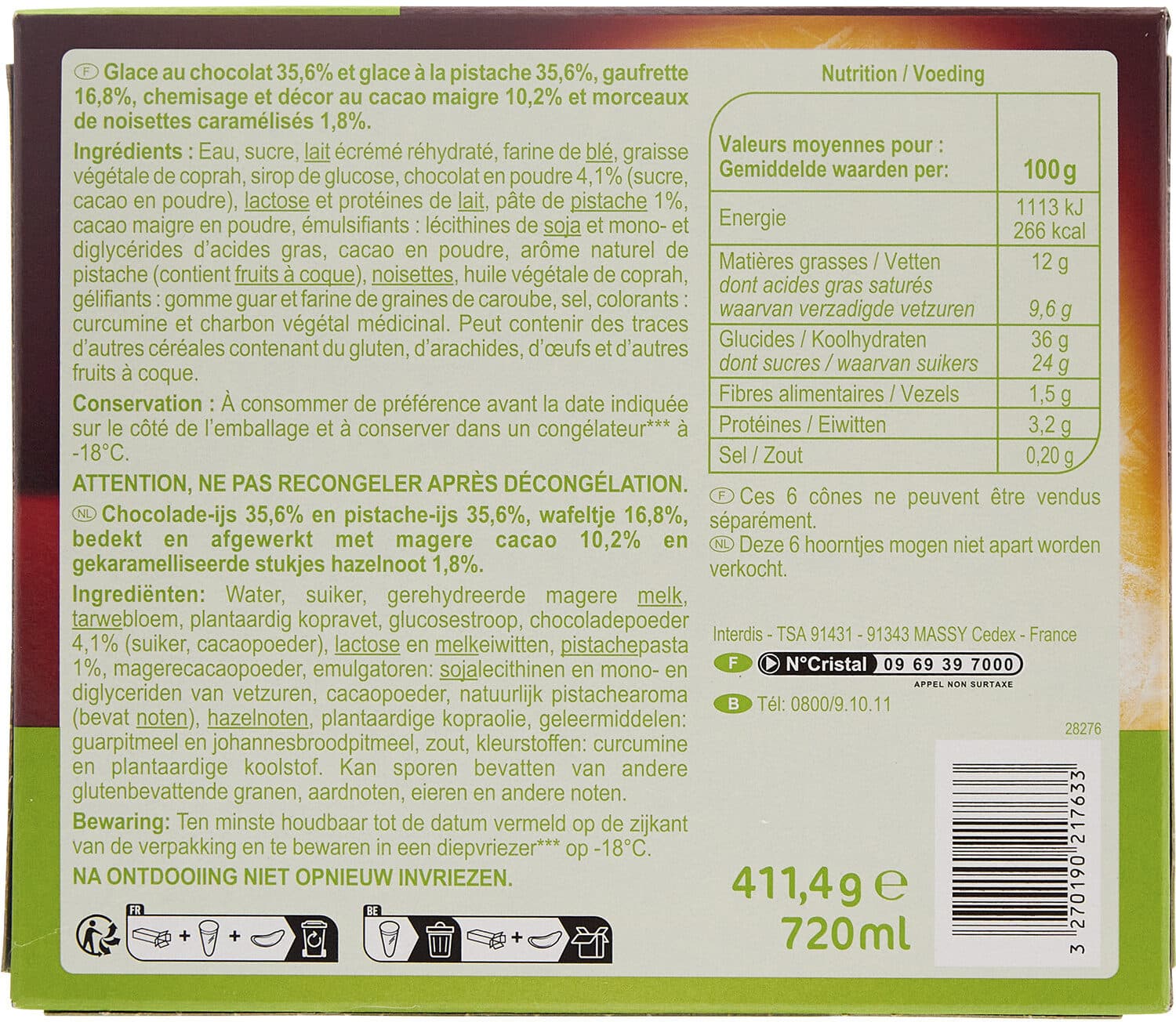 Carrefour Chocolat Pistache packshot