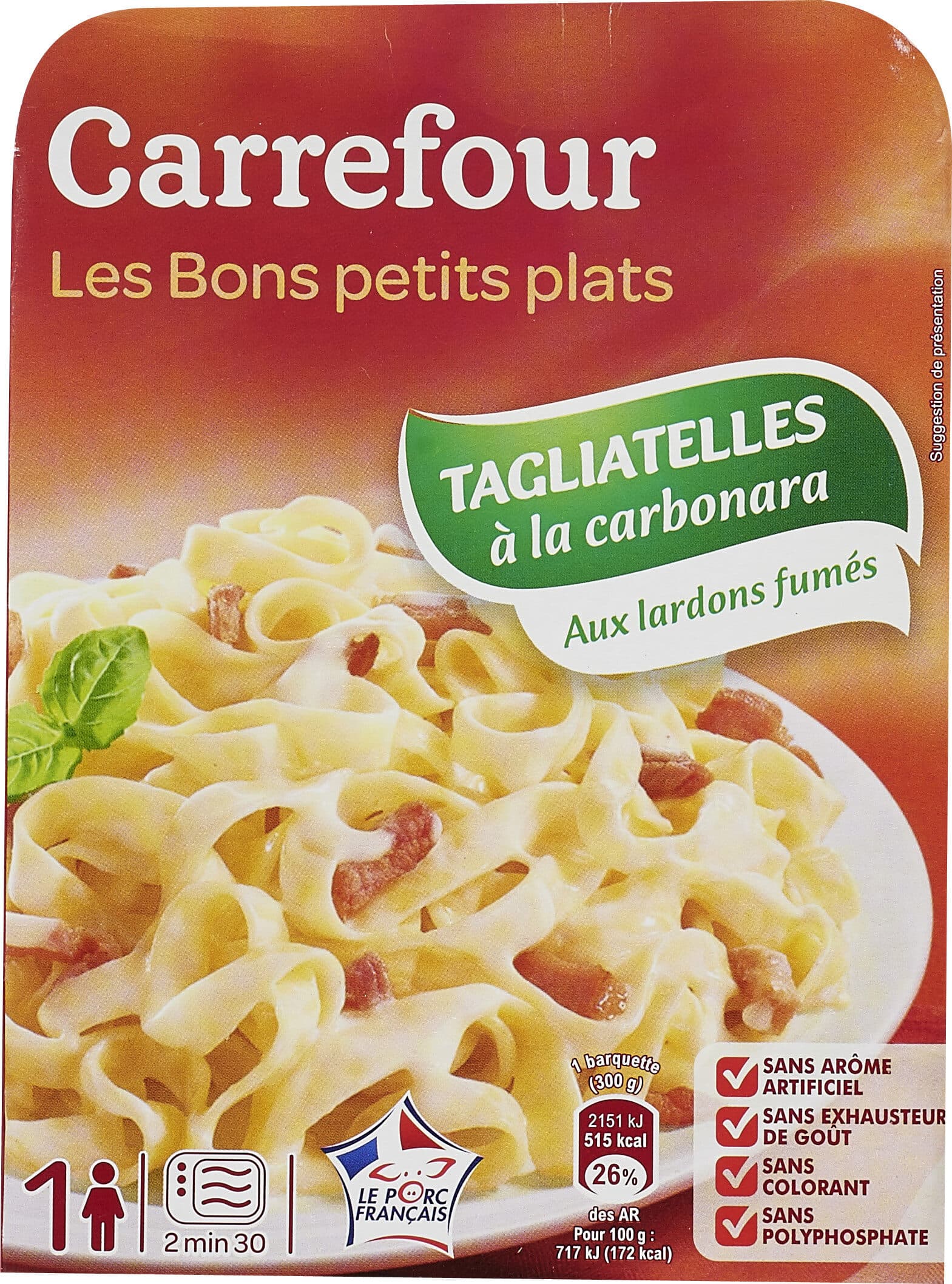 Carrefour Tagliatelles à la Carbonara Aux lardons fumés packshot