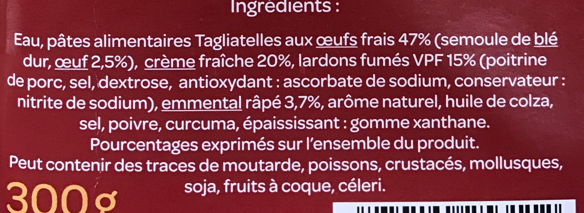 Carrefour Tagliatelles à la Carbonara Aux lardons fumés packshot