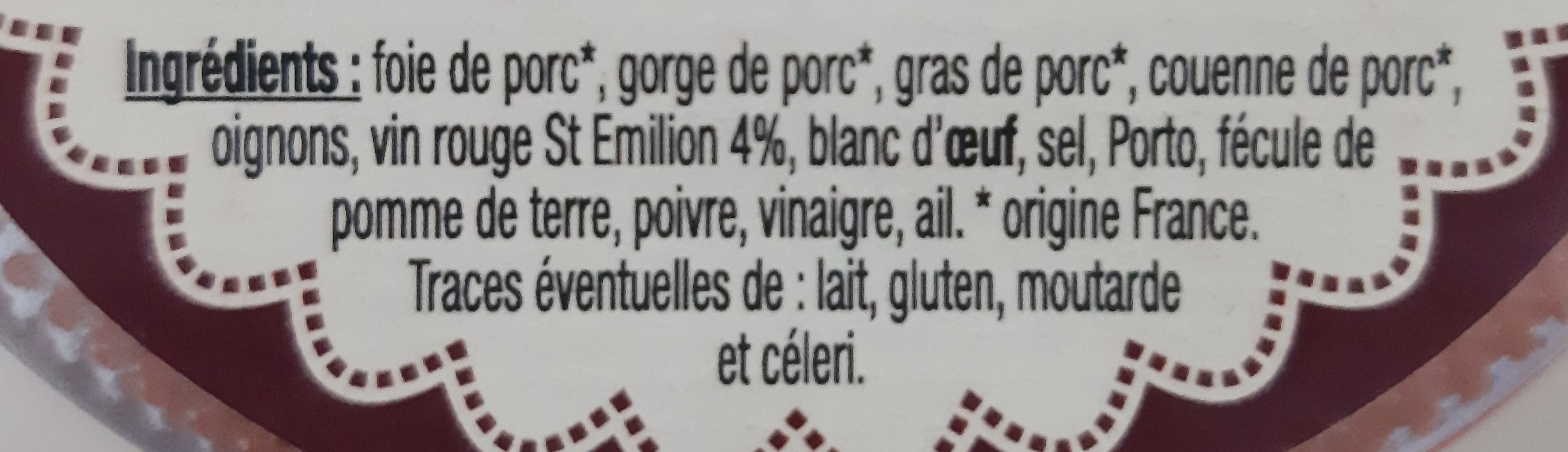 Mère Lalie Terrine de Campagne au Saint Emilion Le Parfait packshot