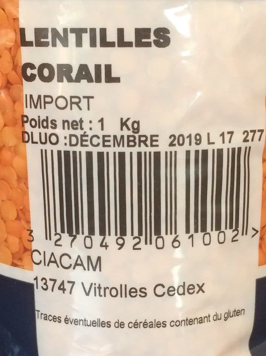Open Food Facts Lentilles corail packshot