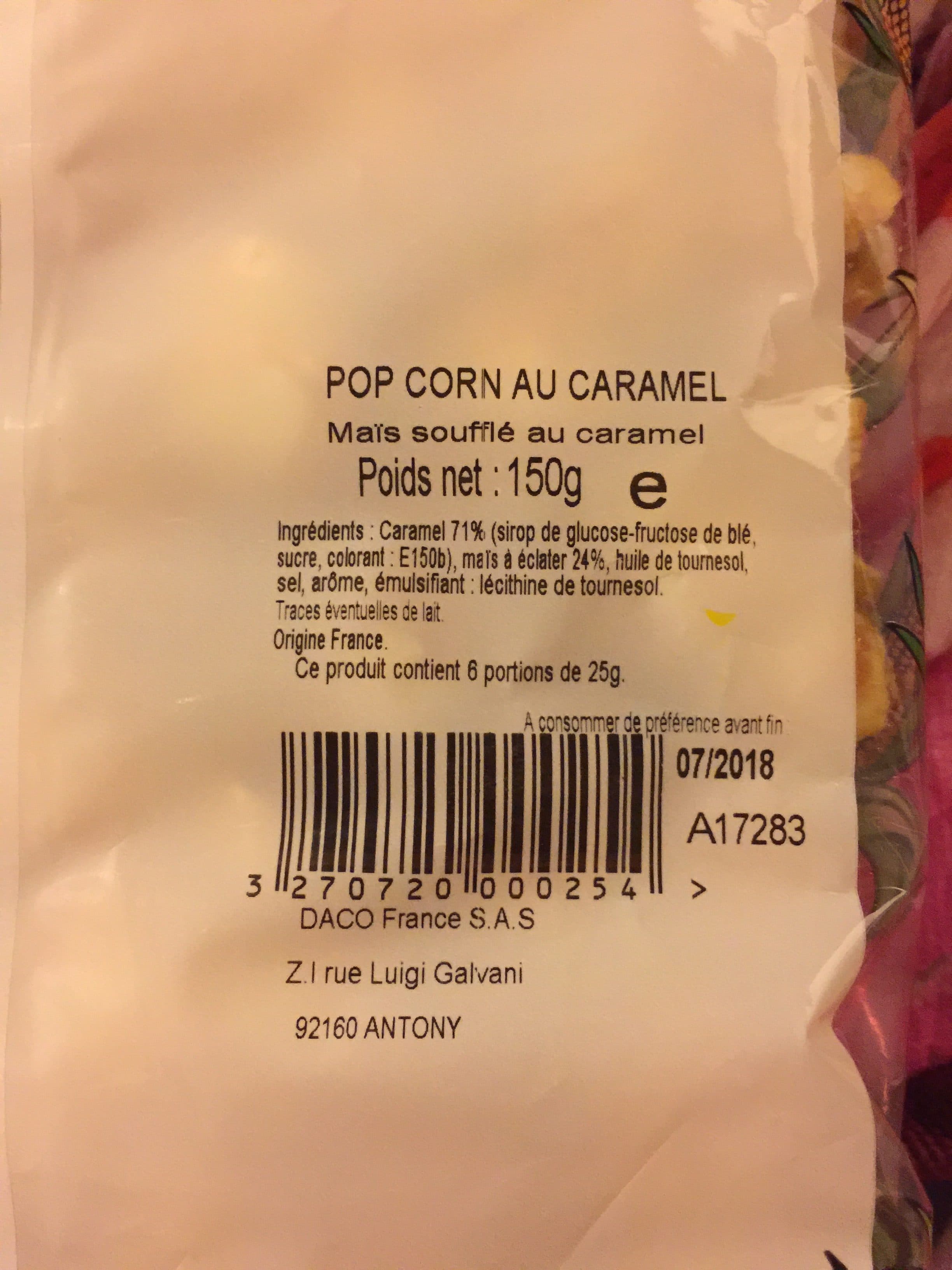 Daco bello POP CORN CARAMELISE 150G packshot