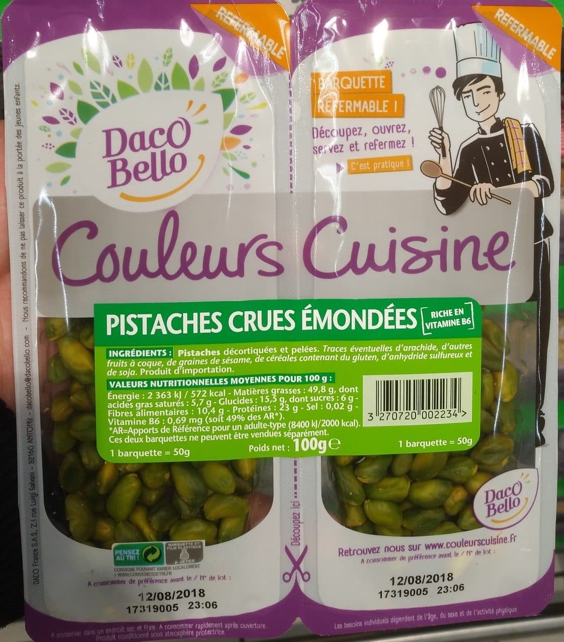 Daco Bello Pistaches crues émondées packshot