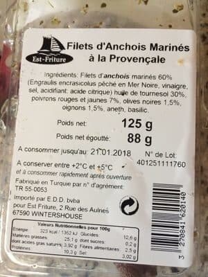 Est Friture Filet Anchois a la Procencale packshot