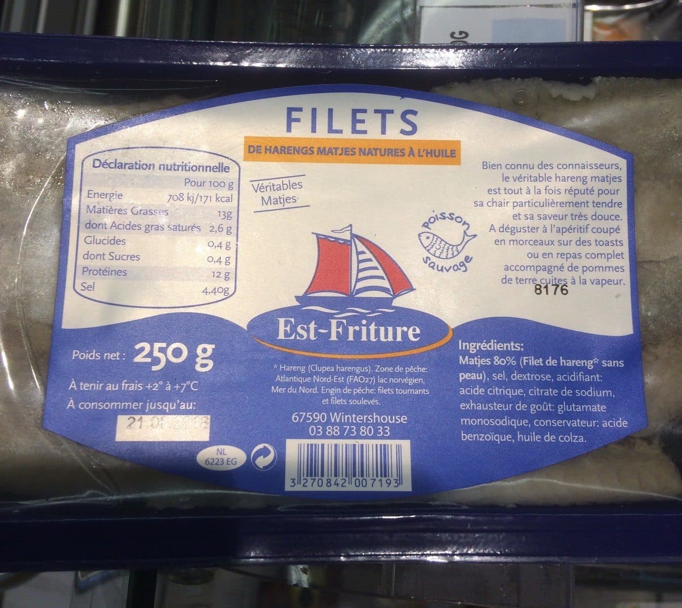 Open Food Facts filet de harengs natures à l'huile packshot