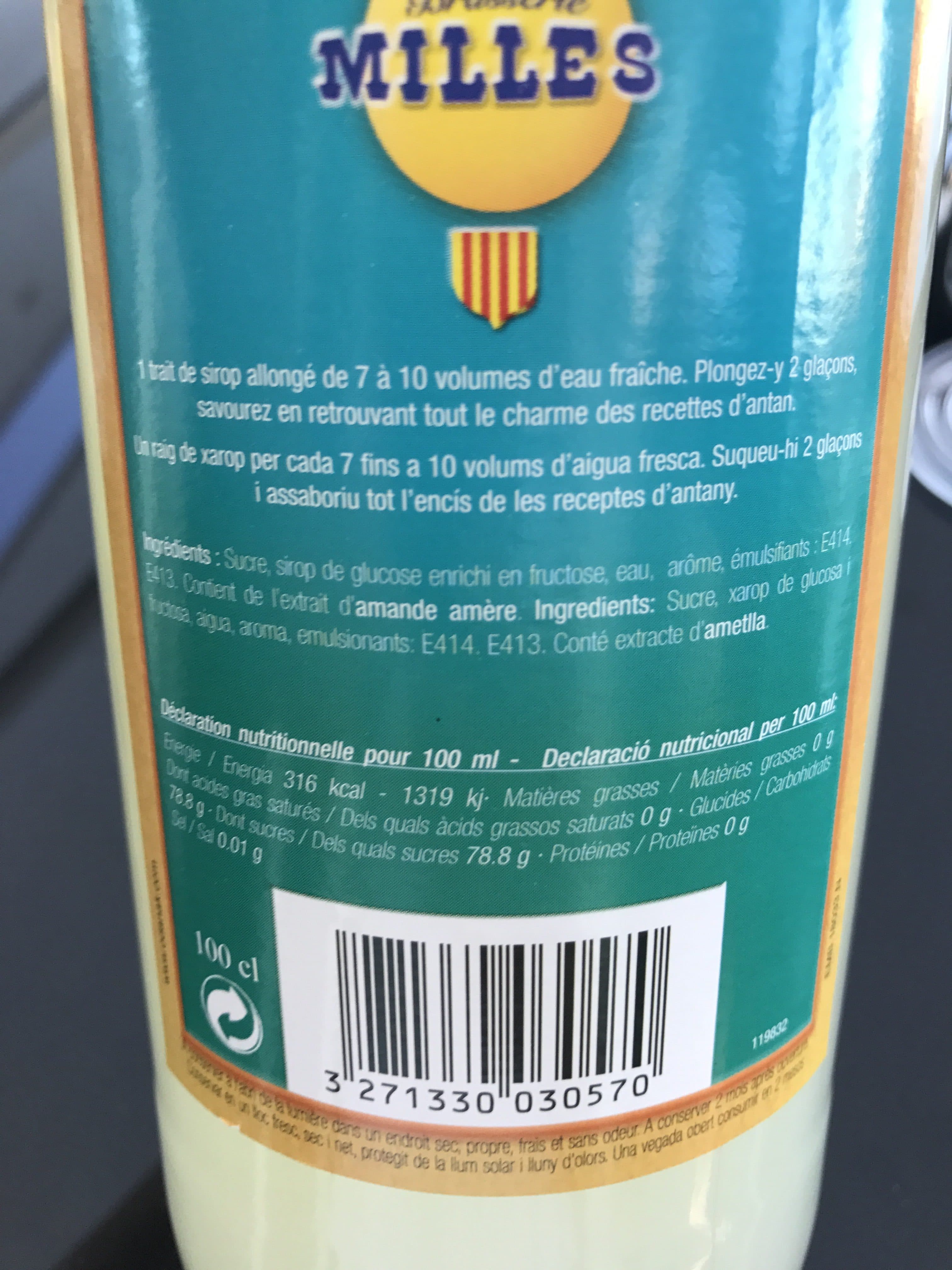 Milles Sirop d'orgeat packshot