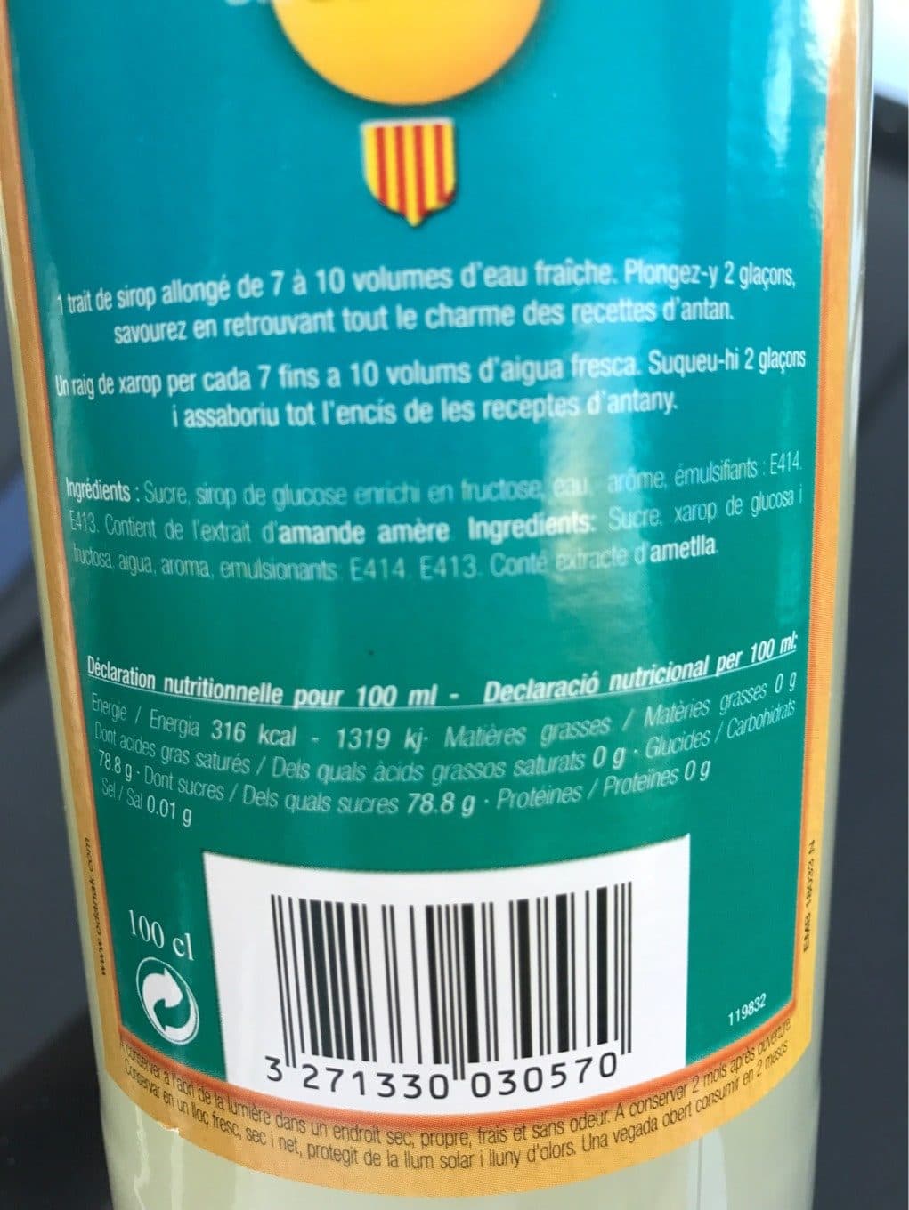 Milles Sirop d'orgeat packshot