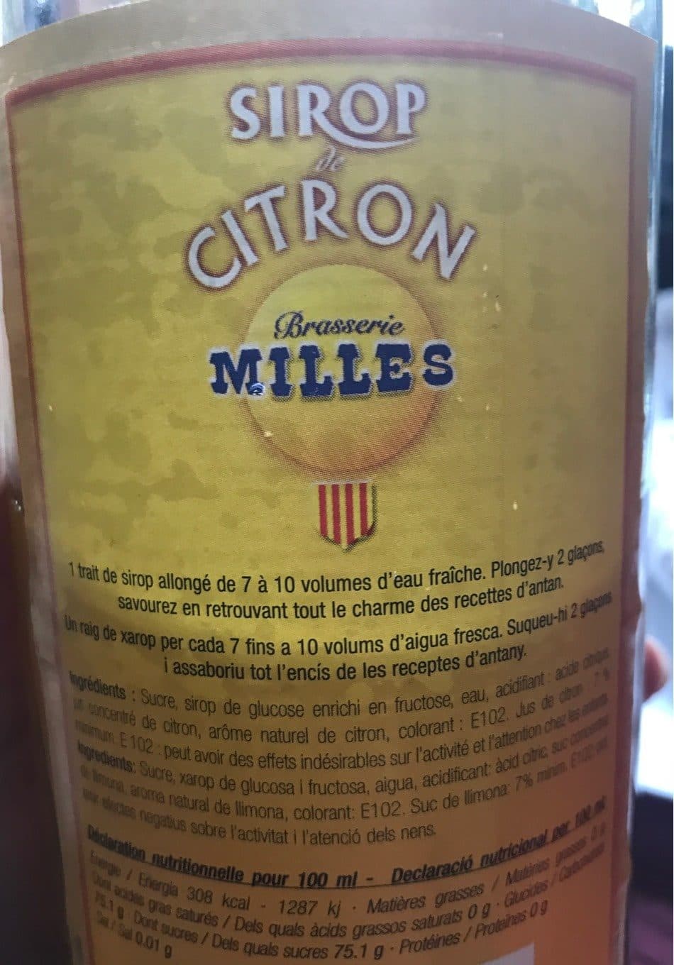 Brasserie Milles Sirop de citron packshot