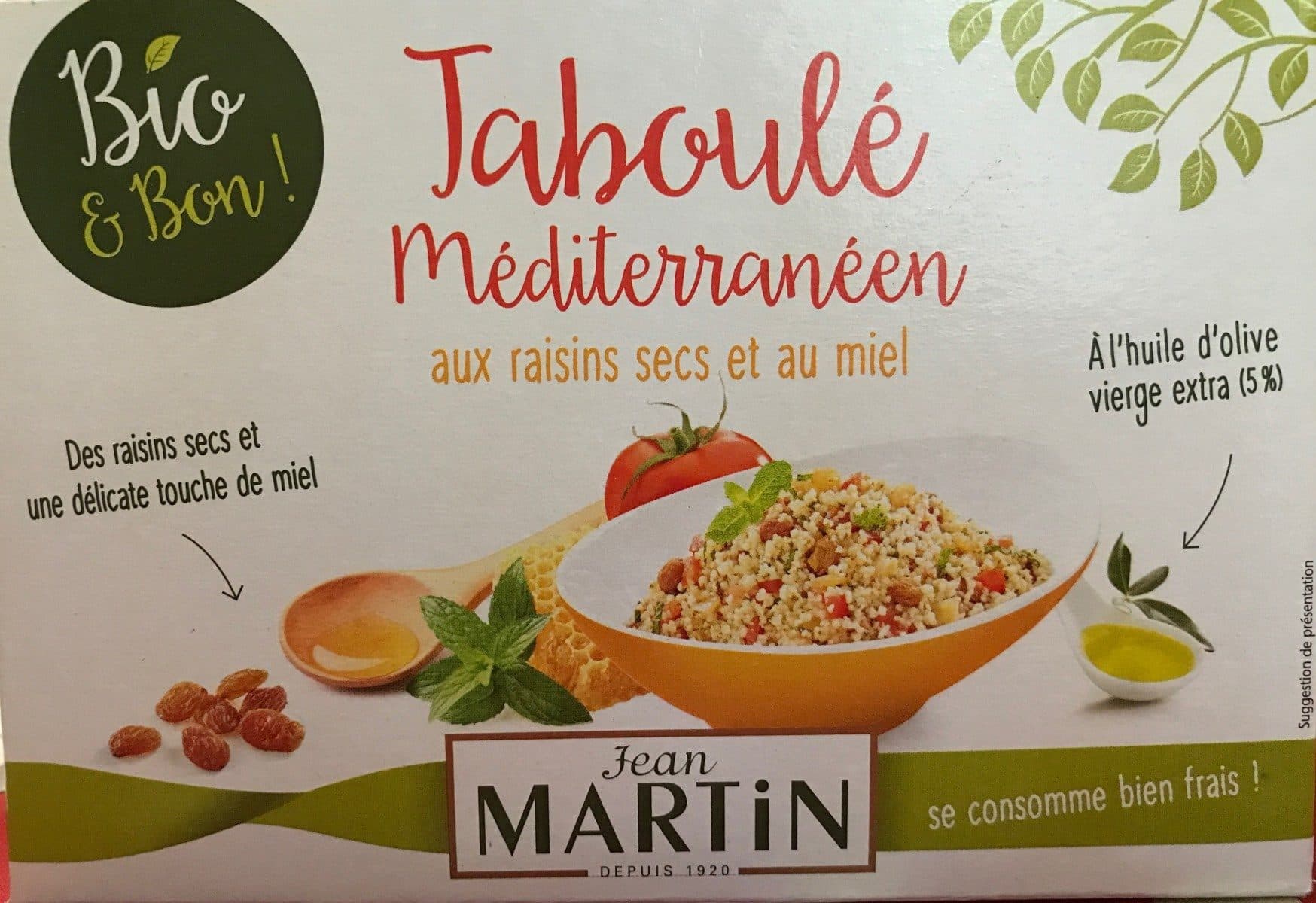 Jean Martin Bio et Bon ! Taboulé Mediterranéen aux Raisins Secs et Miel packshot