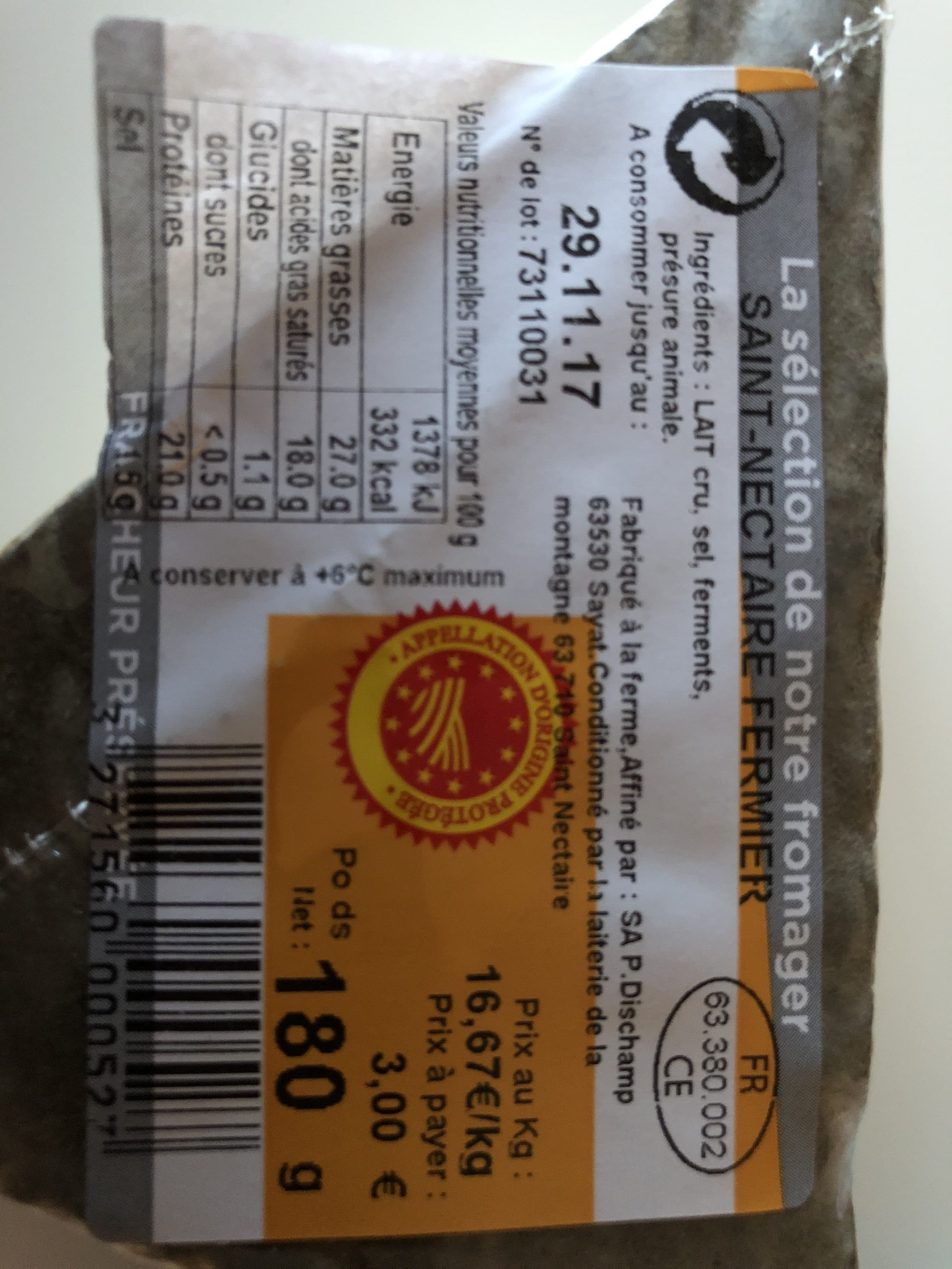 Saint Nectaire Saint nectaire fermier aop packshot