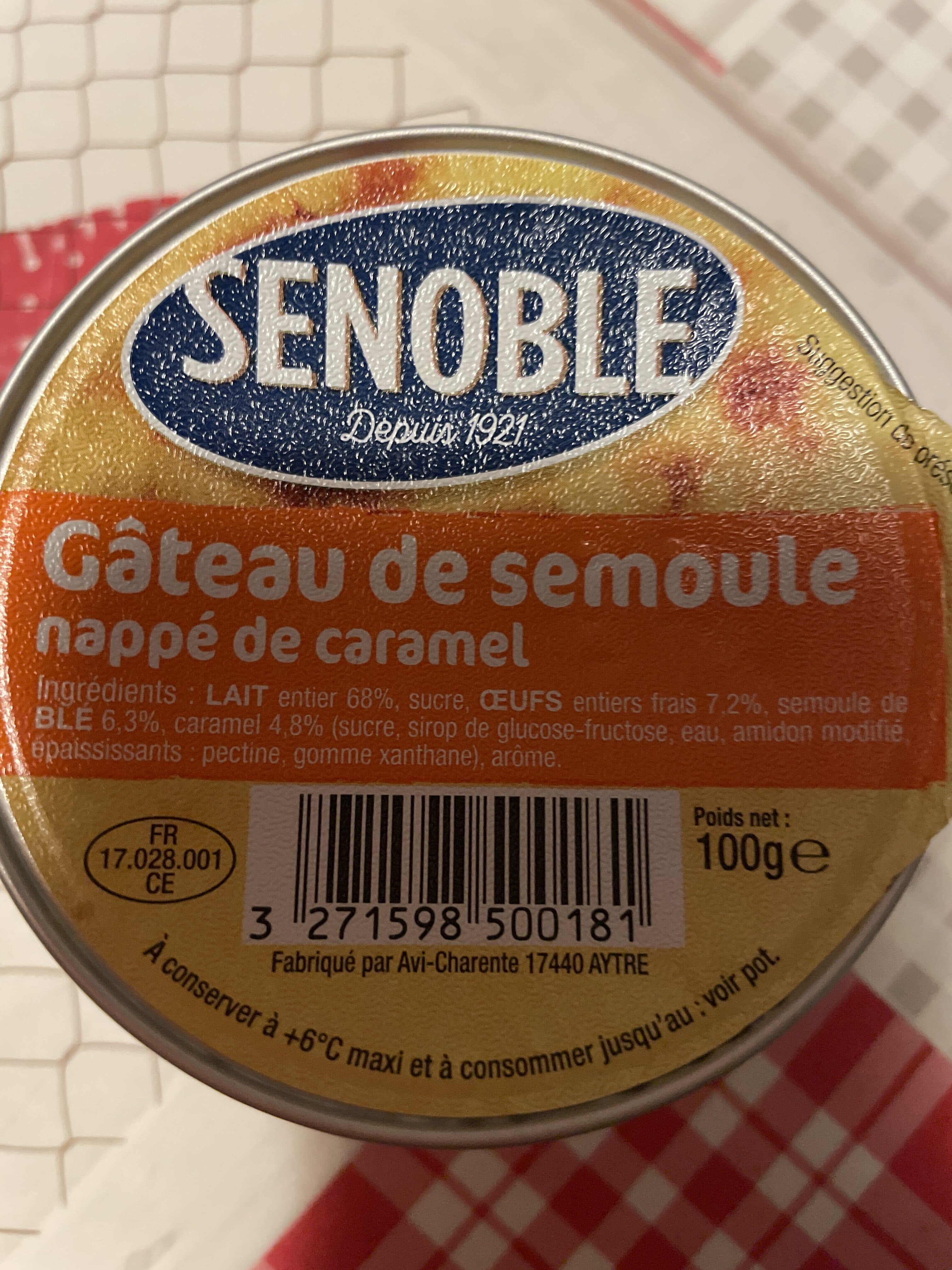 Senoble Gâteau de Semoule packshot
