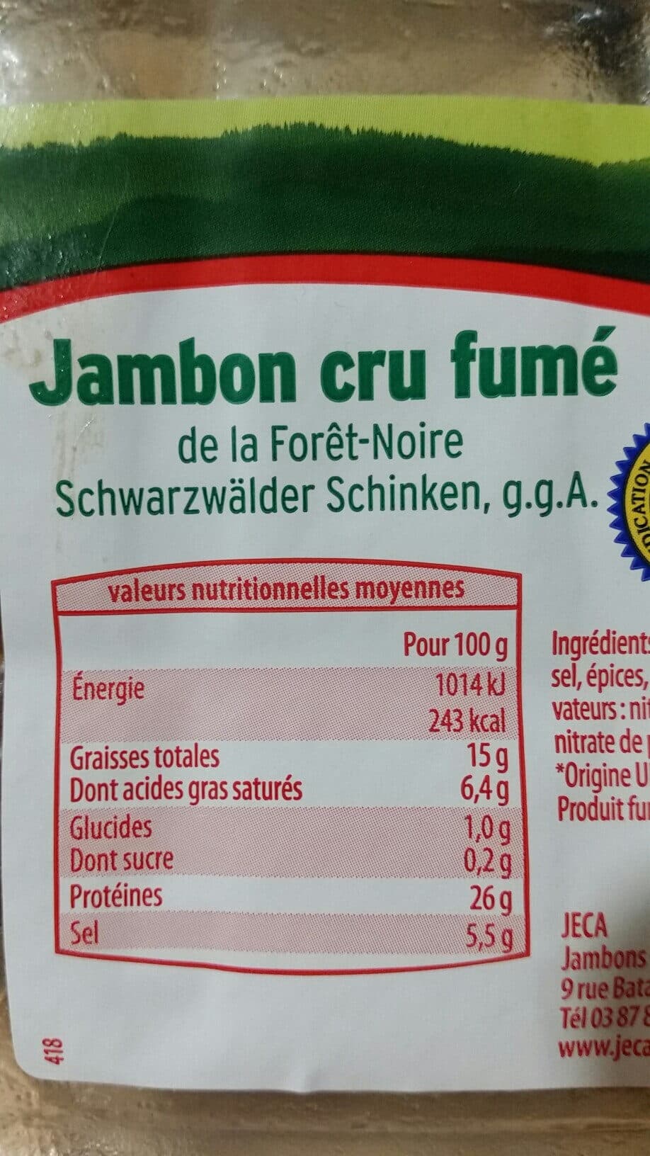 Open Food Facts Jambon cru fumé packshot